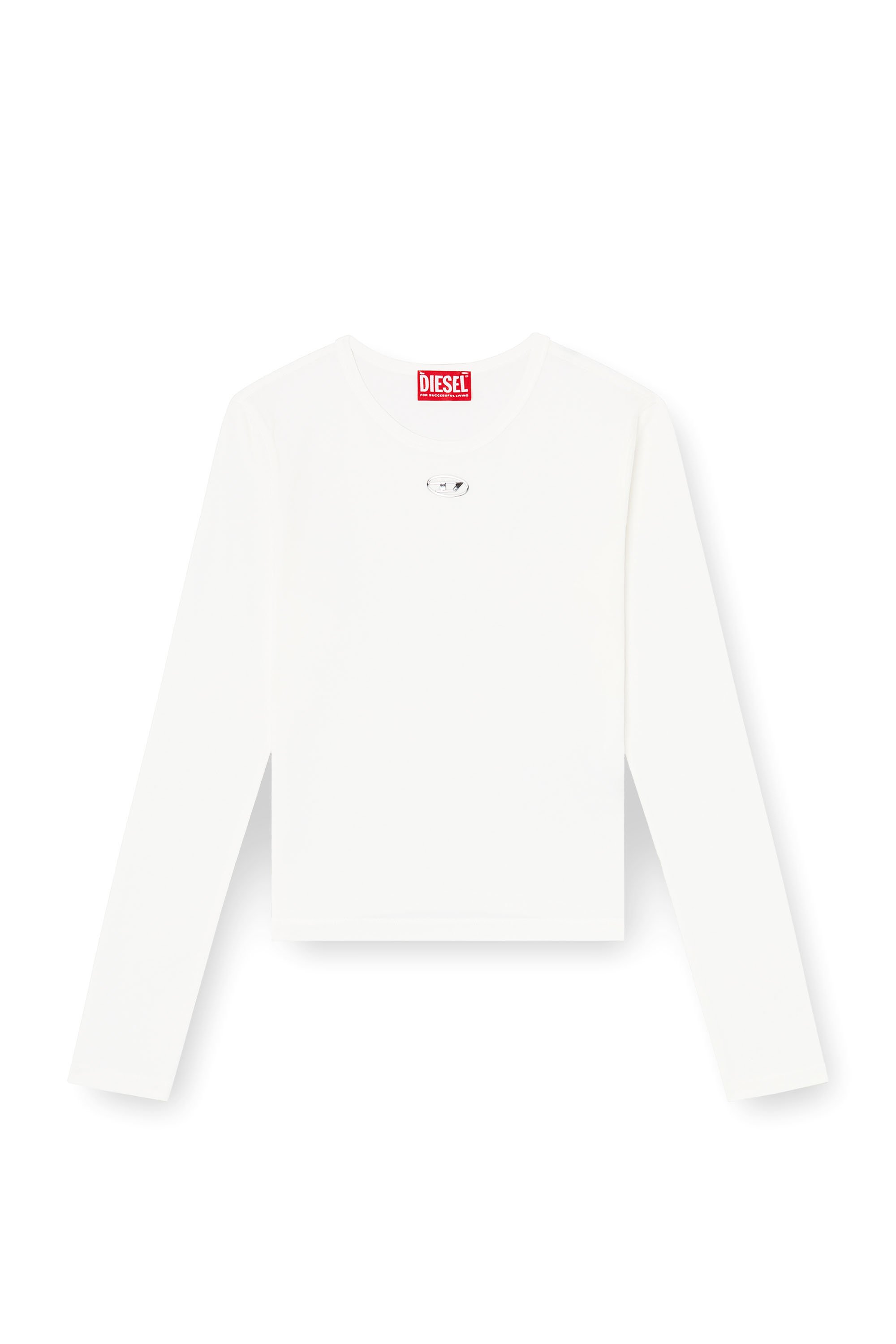 Diesel - T-UNCUTIESLONG-LS-OD, Woman's Cotton sweater with Oval D logo in White - 3