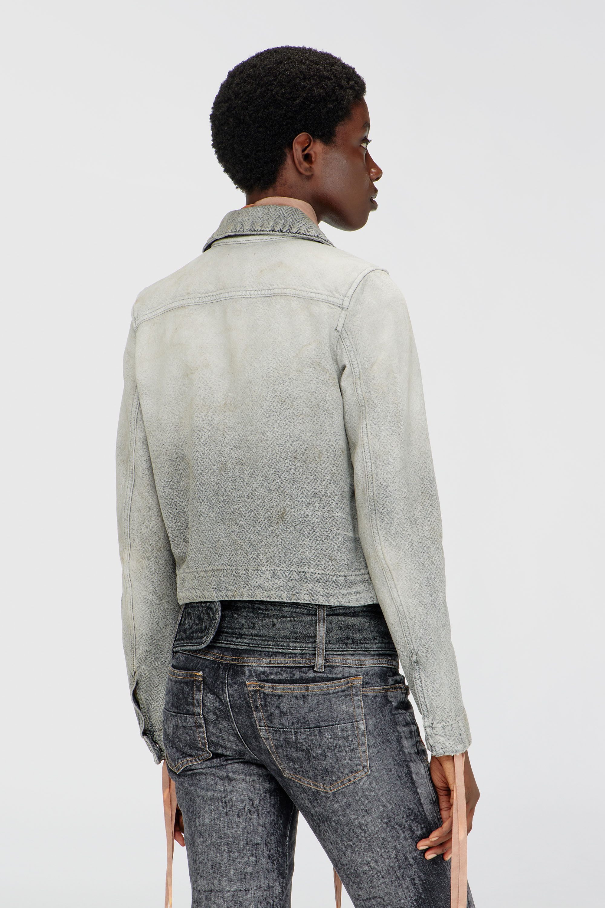 Diesel - DE-CORB, Woman's Jacket in distressed herringbone denim in Light Grey - 4