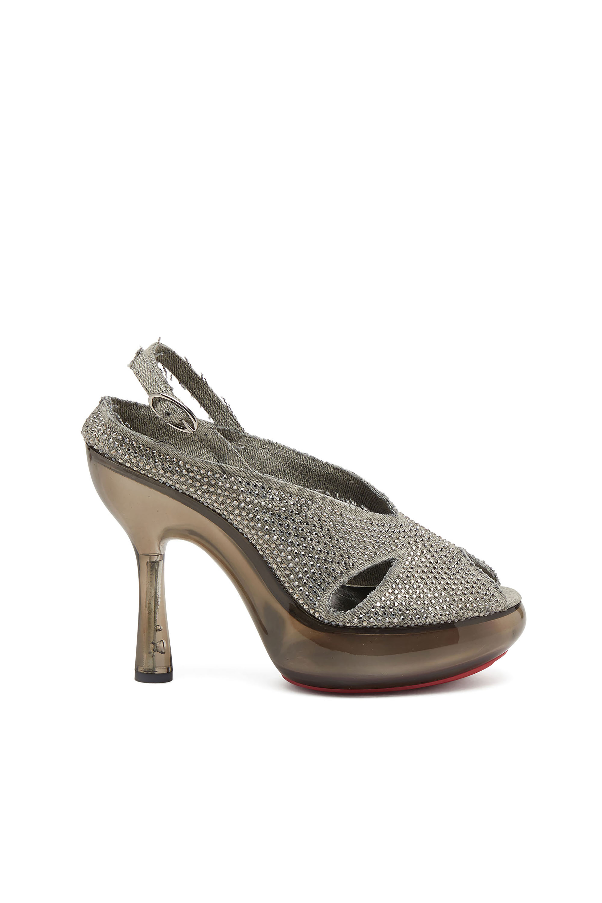 Diesel - D-LAKE PLATFORM SDL, Woman's D-Lake-Platform sandals in crystal denim and plexiglass in Grey - 1