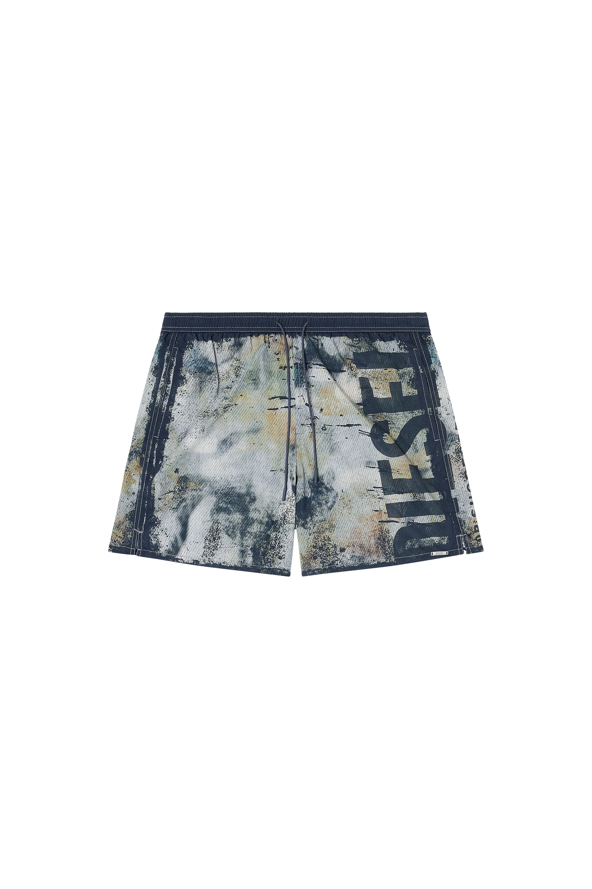 Diesel - SOCCER-41-UTLT, Man's Swim shorts with distressed print and maxi logo in Multicolor - 3