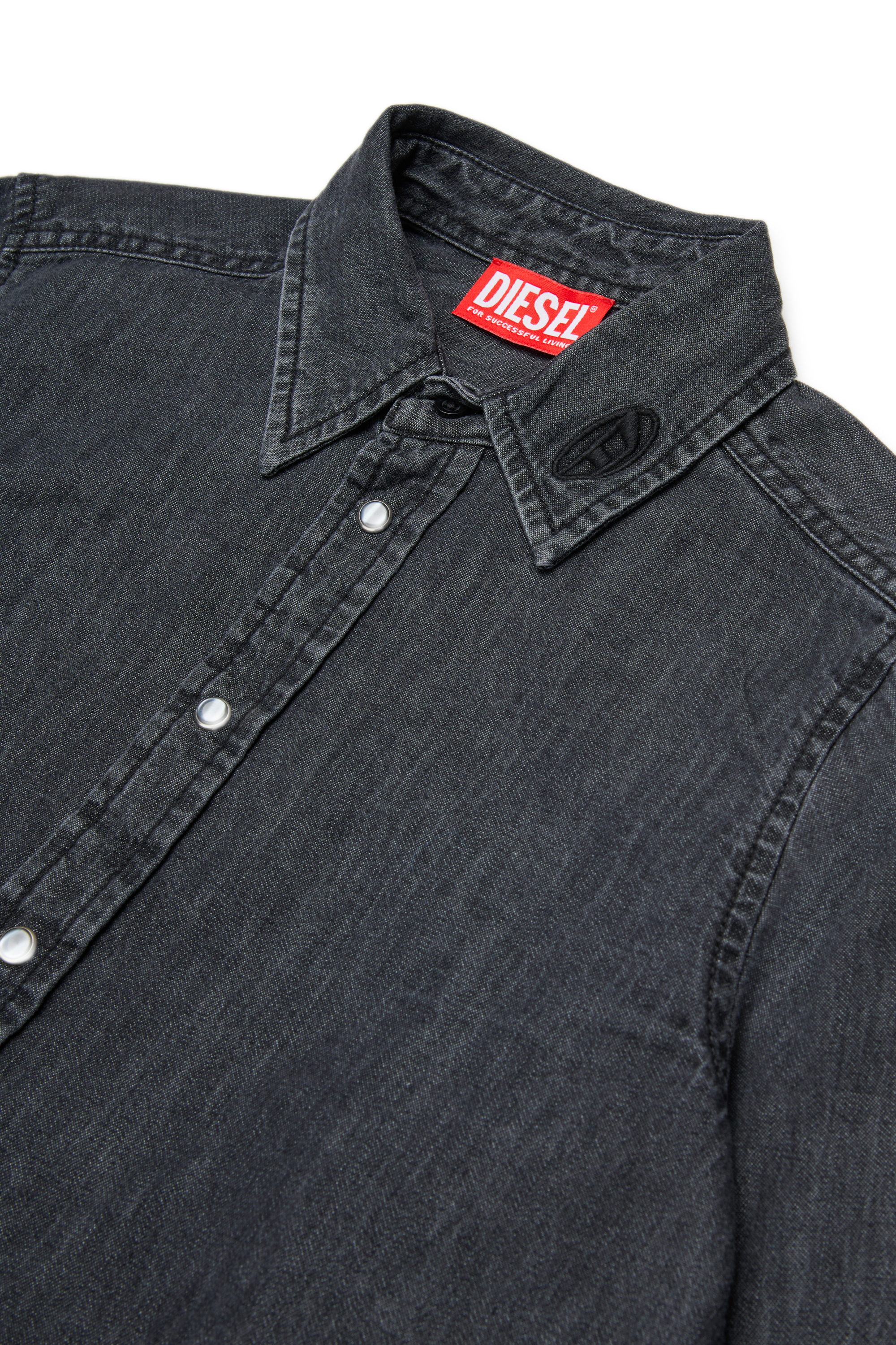 Diesel - CSIMPLY-OVER, Man's Denim shirt with snap buttons in Black/Dark grey - 3