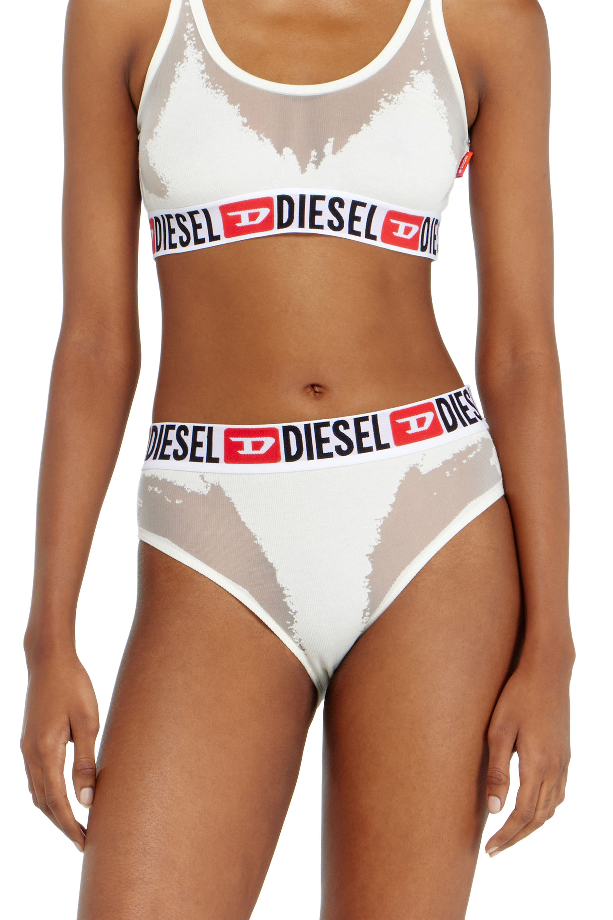 Diesel - PR-SAM-D-CORE, Woman's Briefs with sheer devor&eacute; effect in White - 3