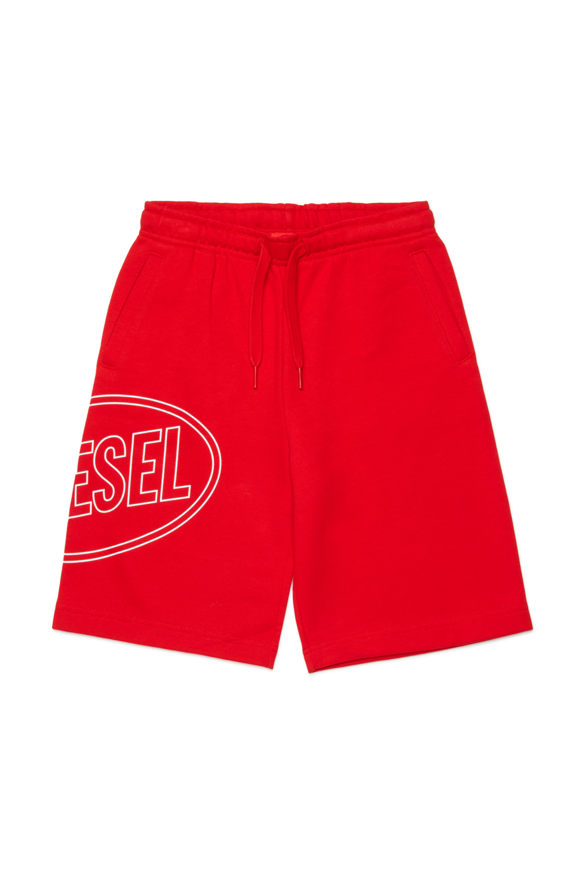Diesel - PCIRCLE SHORT, Man's Cotton bermudas with maxi print in Red - 1