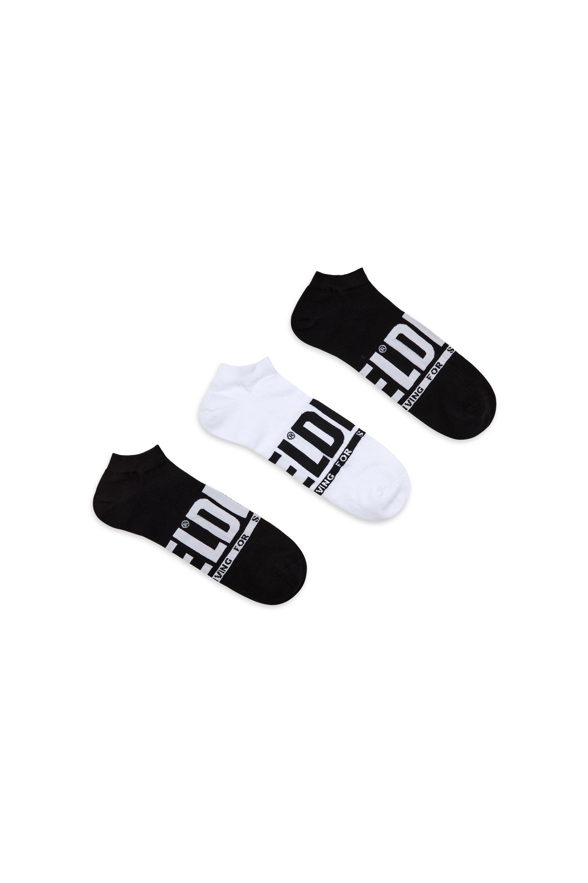 Diesel - SKM-GOST-THREEPACK, Man's Three-pack logo low-cut socks in Black/White - 1