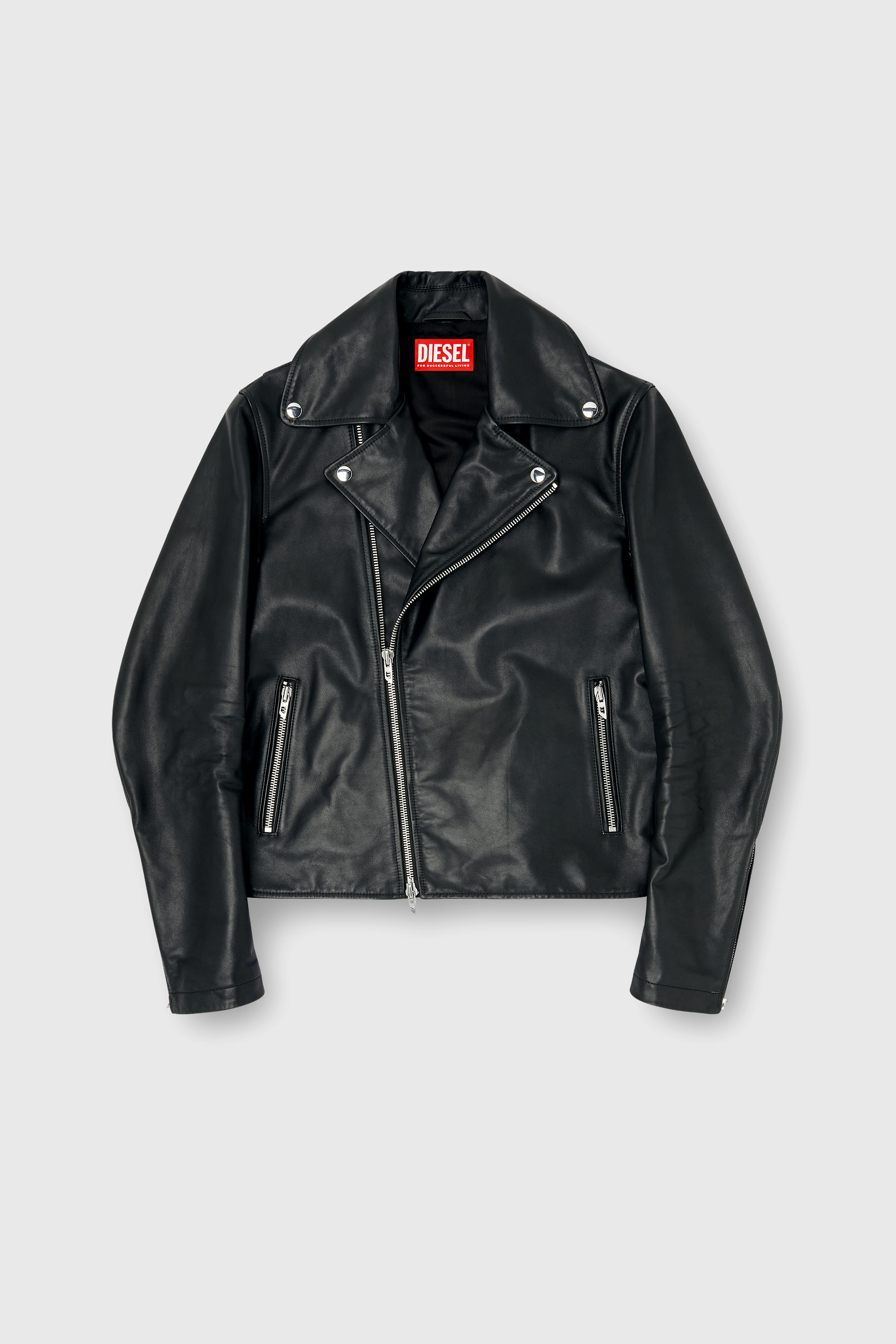 Diesel - L-EO-WRD, Man's Biker jacket in waxed leather in Black - 2