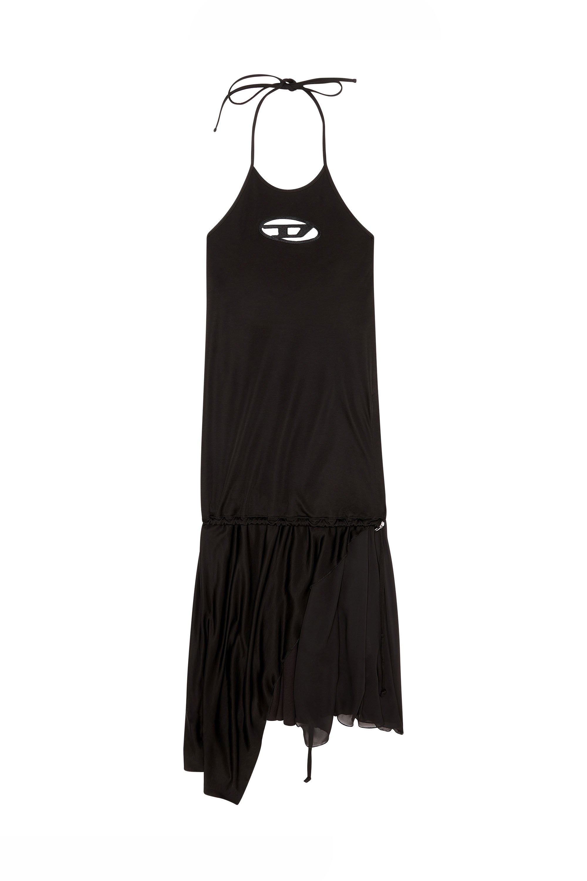 Diesel - D-SALILAR-OD, Woman Halterneck dress with chiffon hem in Black - Image 3