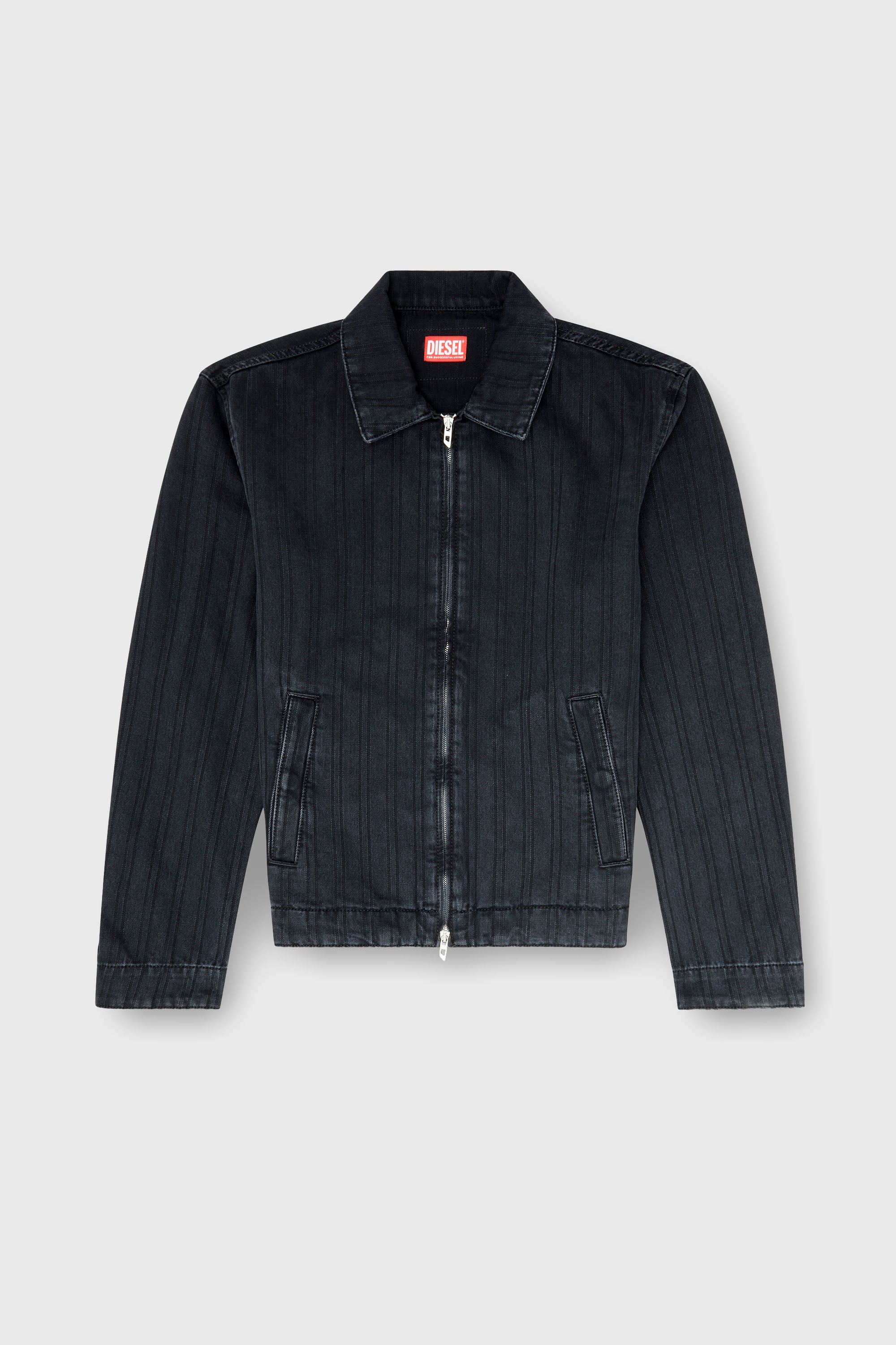 Diesel - D-ROHE, Man's Jacket in pinstripe denim in Black - 2