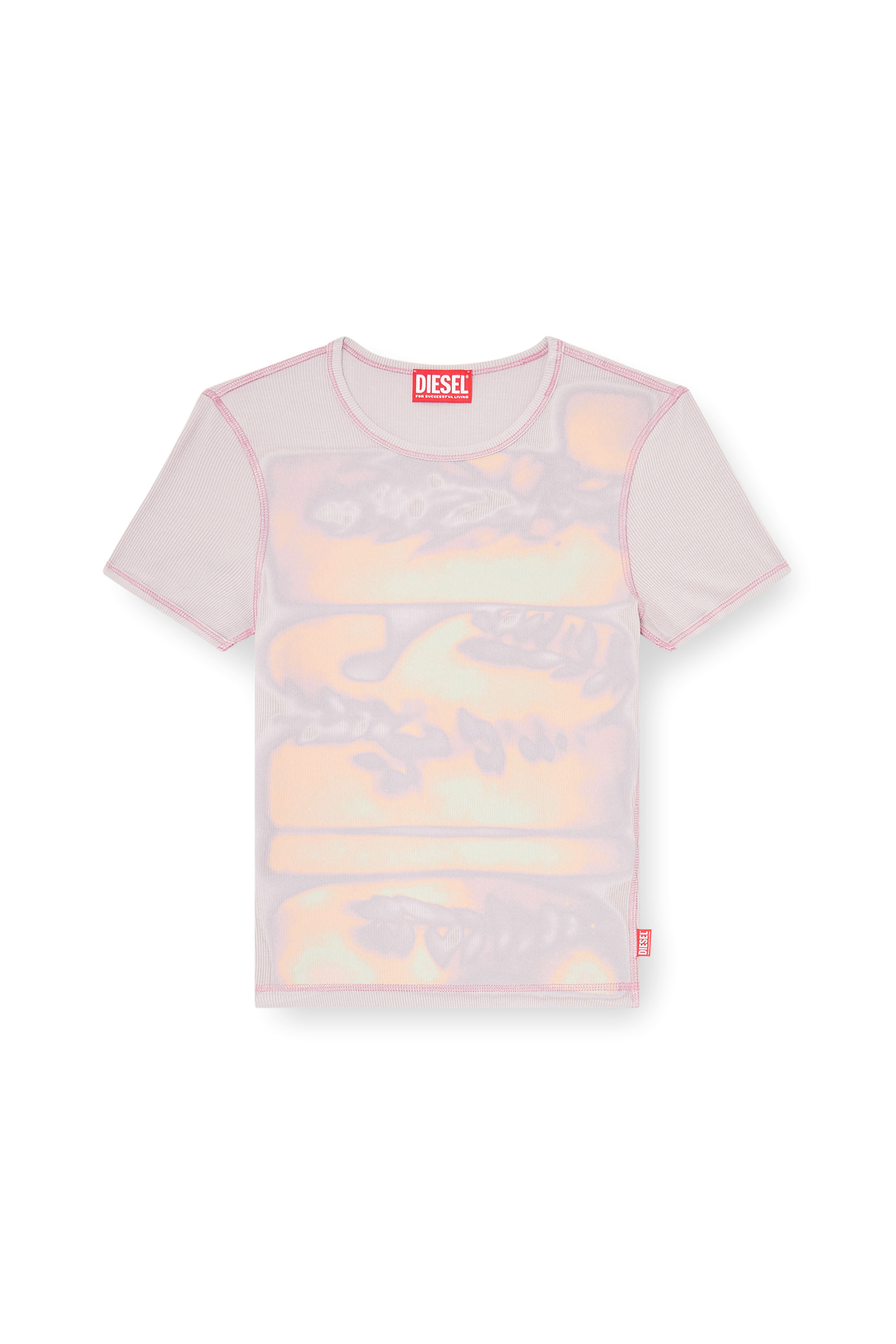 Diesel - T-ELE-LONG-AA1, Woman's Slim jersey top with graphic print in null - 2