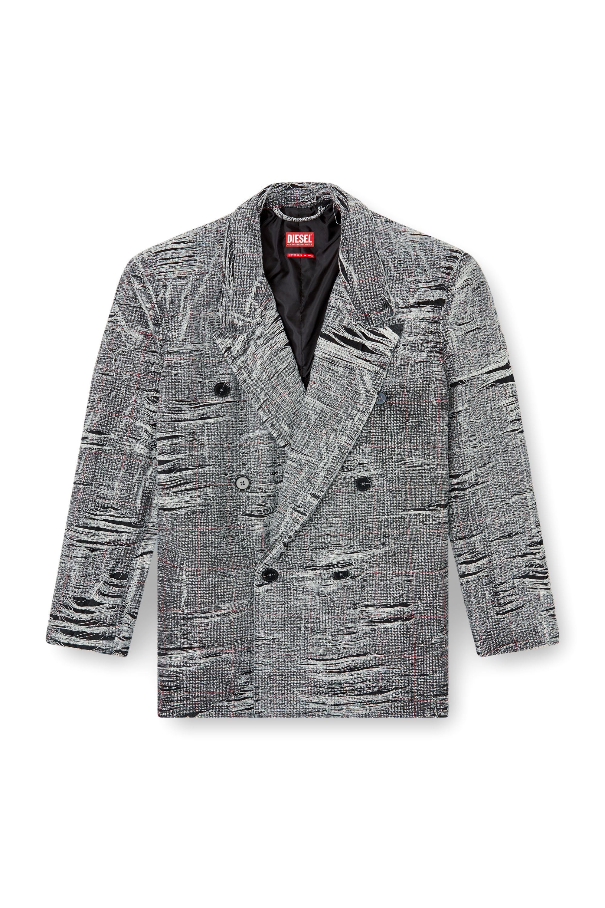 Diesel - D-PEKKA-FSG, Man's Blazer in distressed Prince of Wales denim in Grey - 3