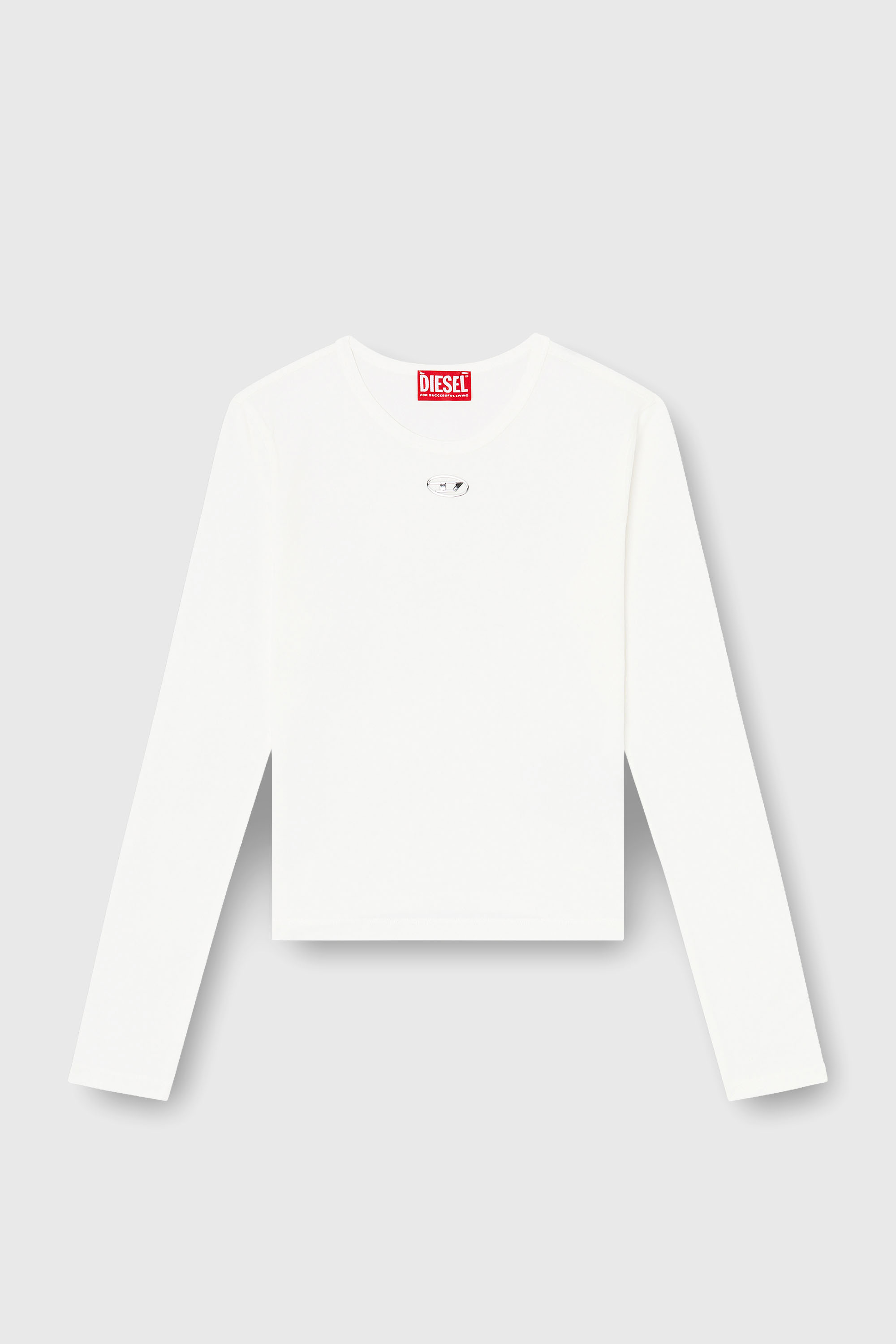Diesel - T-UNCUTIESLONG-LS-OD, Woman's Cotton sweater with Oval D logo in White - 2