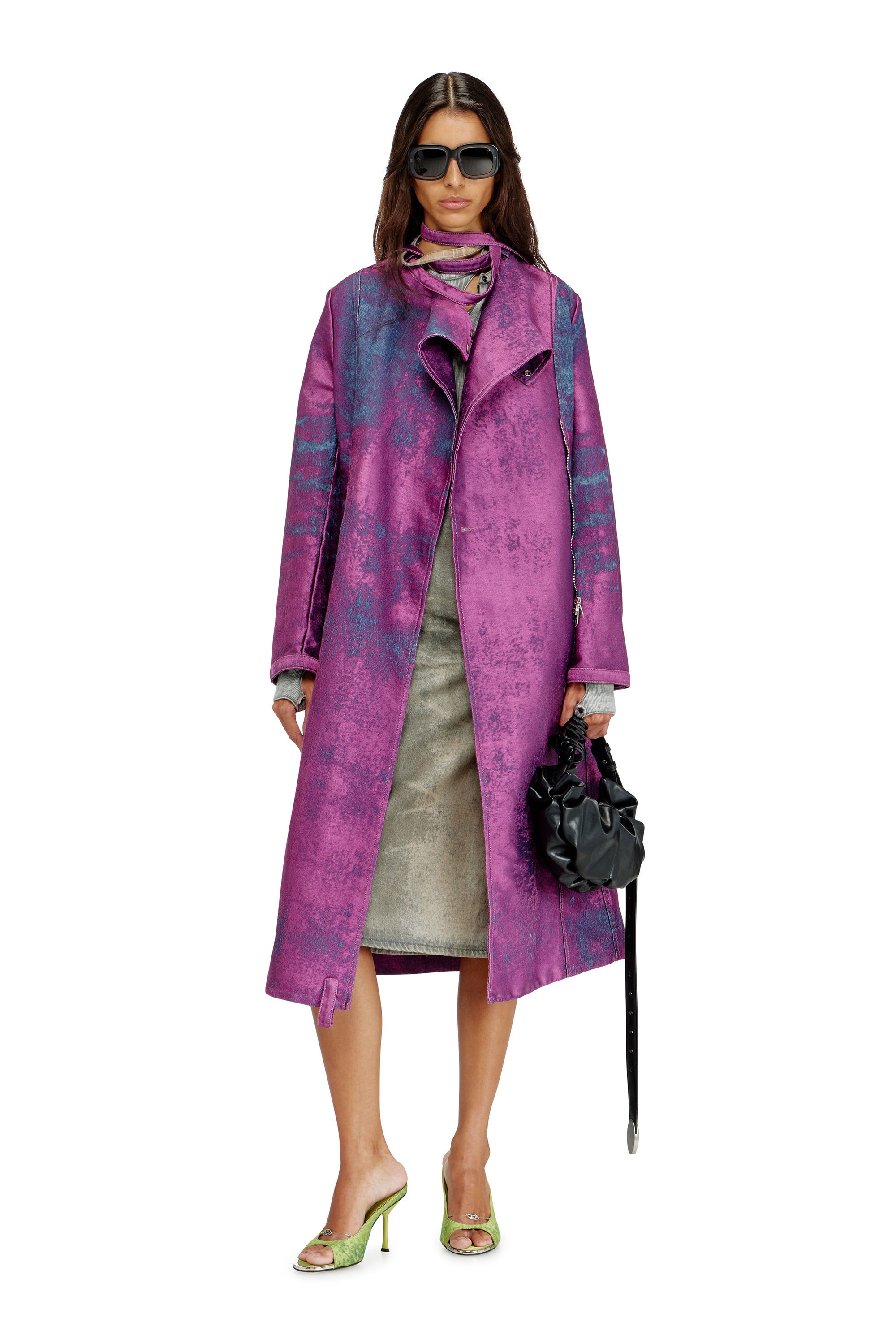 Diesel - DE-DELGAR-FSI, Woman's Coat in coloured satin denim in Violet - 1