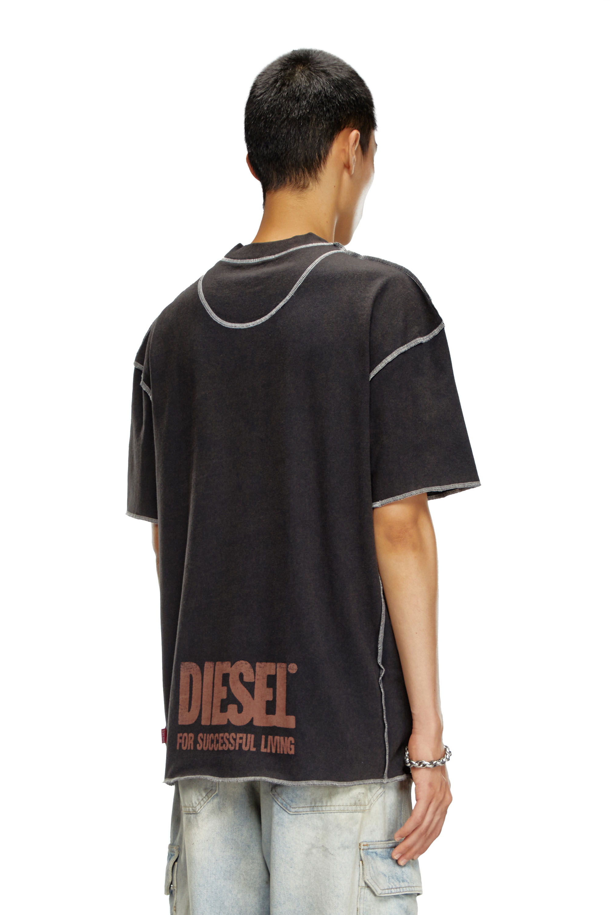 Diesel - T-CRAOR, Man T-shirt with inside-out effect in Black - Image 4