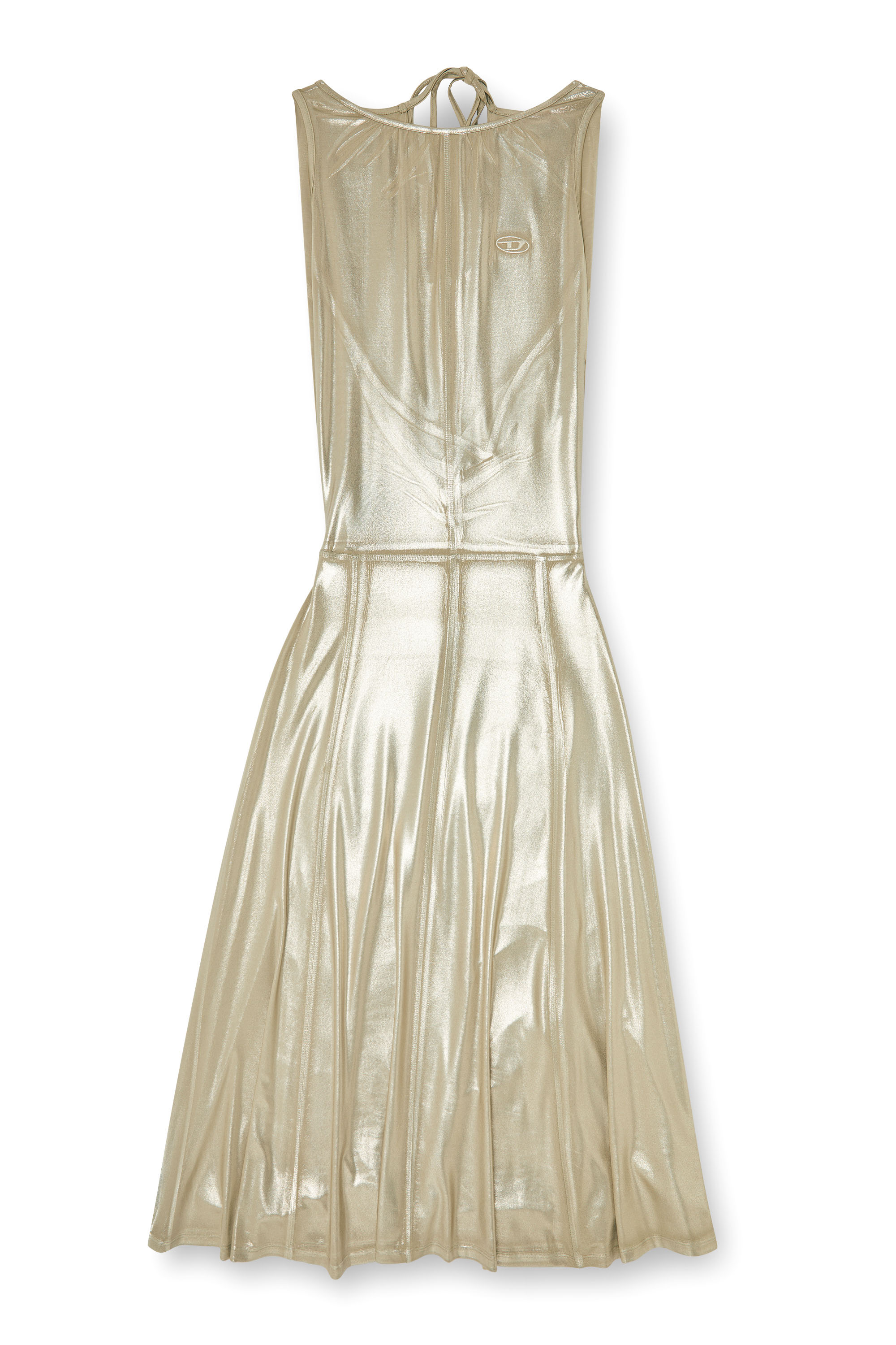 Diesel - D-DYVYNY, Woman's Fluid metallic midi dress with open back in null - 3