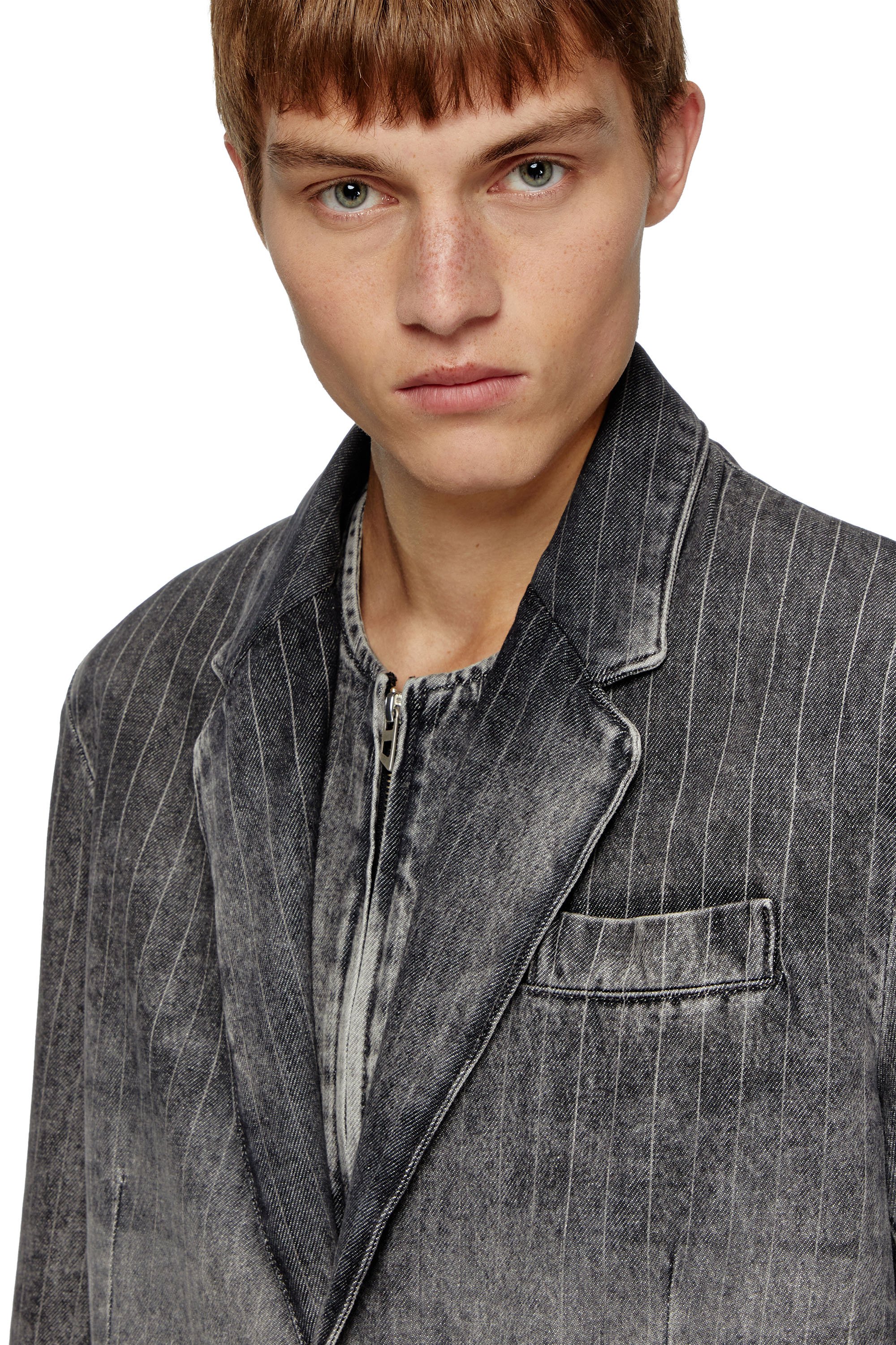 Diesel - D-REGER-S, Unisex's Blazer in tailoring pinstripe denim in Black - 5