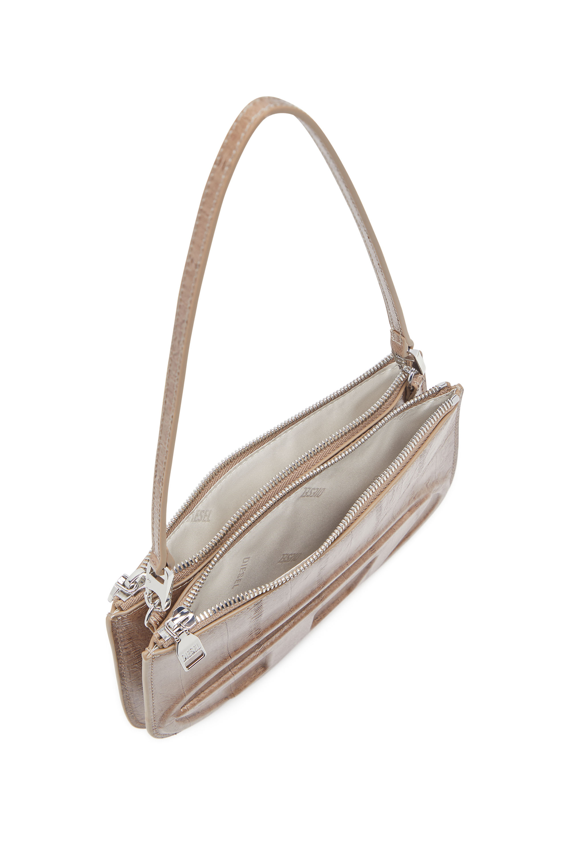 Diesel - 1DR TWIN, Woman's Double-pouch shoulder bag in printed leather in Light Brown - 4