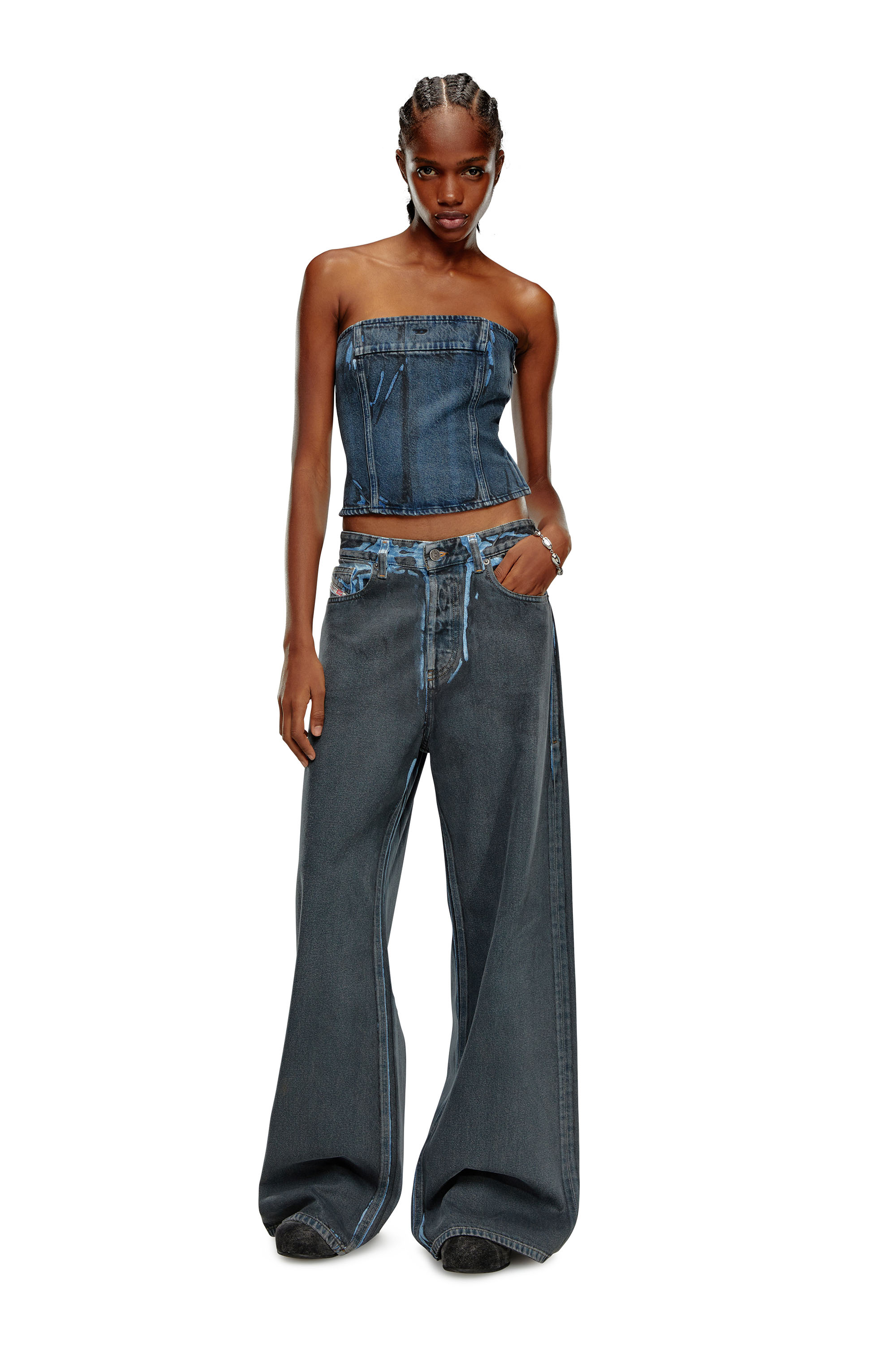 Diesel - Woman Straight Jeans 1996 D-Sire 09I47, Black/Dark grey - Image 4