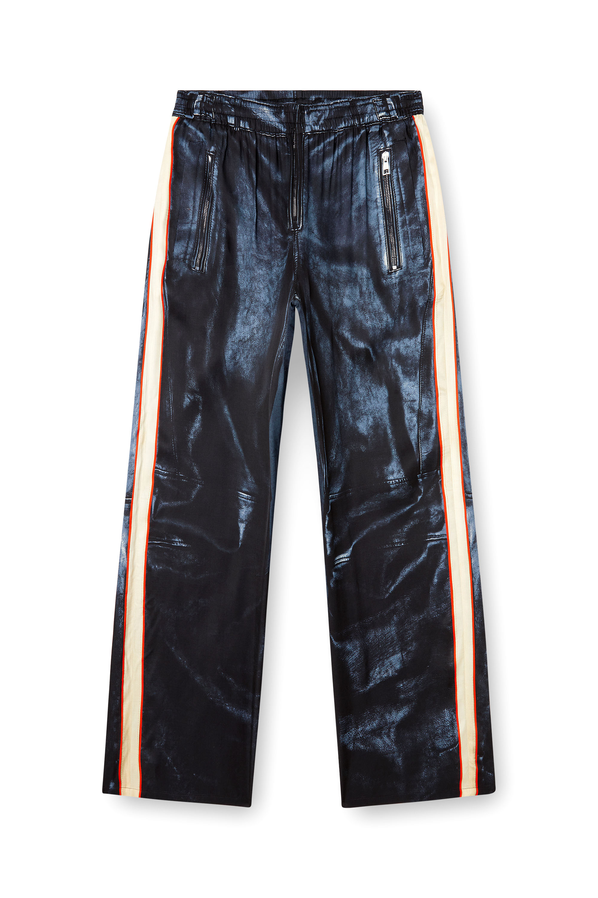 Diesel - P-THECKS-NMAN, Man's Viscose trousers with biker print in Black/Blue - 2
