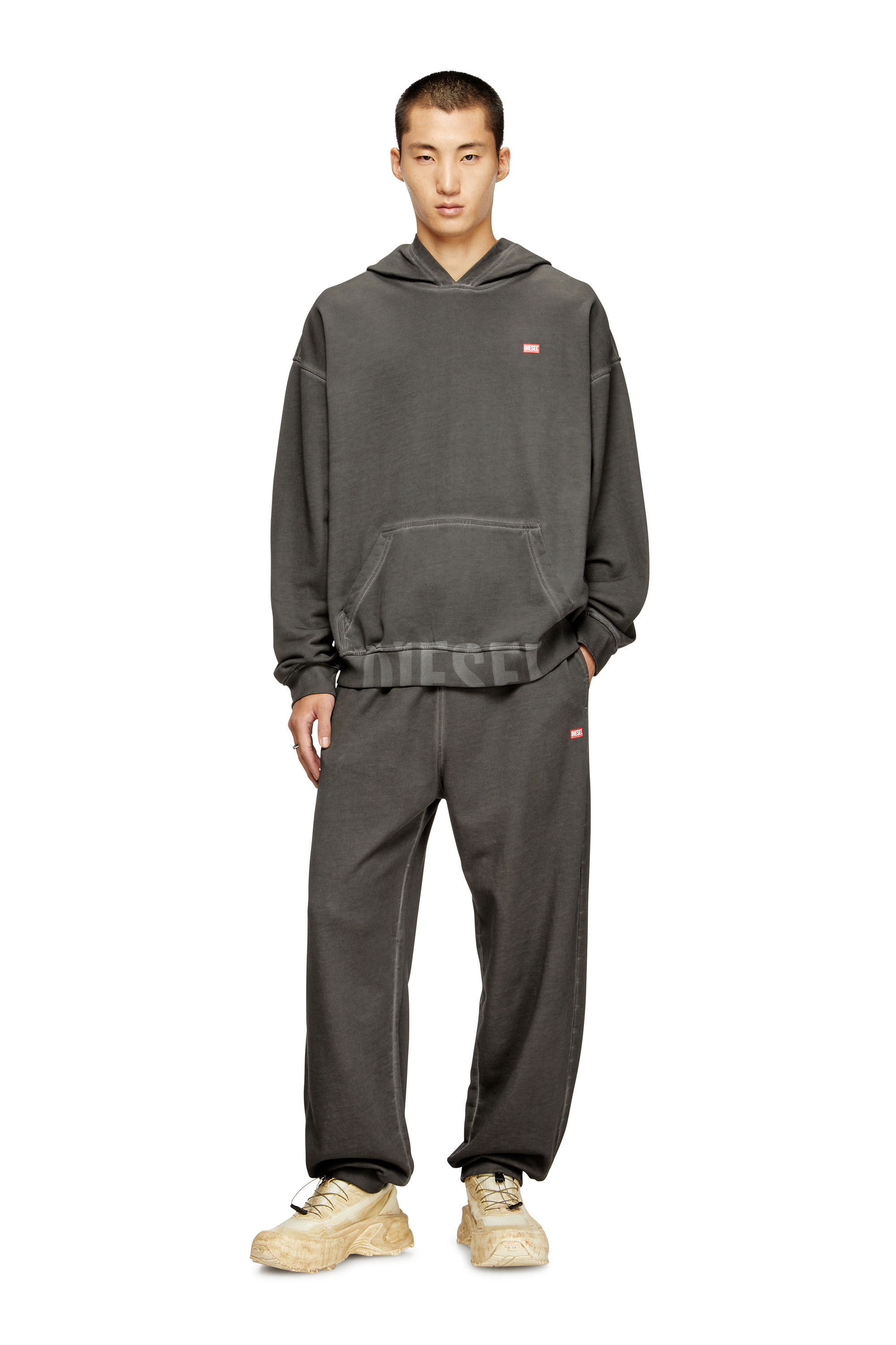 Diesel - S-BOXT-HOOD-T4, Man's Cotton hoodie with kangaroo pocket in Dark grey - 1