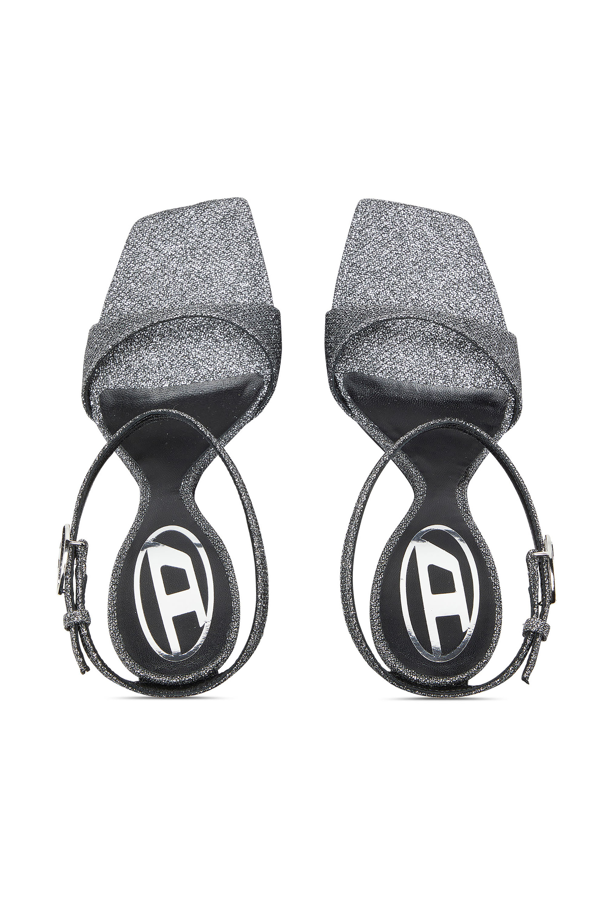 Diesel - D-AMBER SANDAL WEDGE, Woman's D-Amber-Wedge sandals in Lurex fabric in Silver - 5