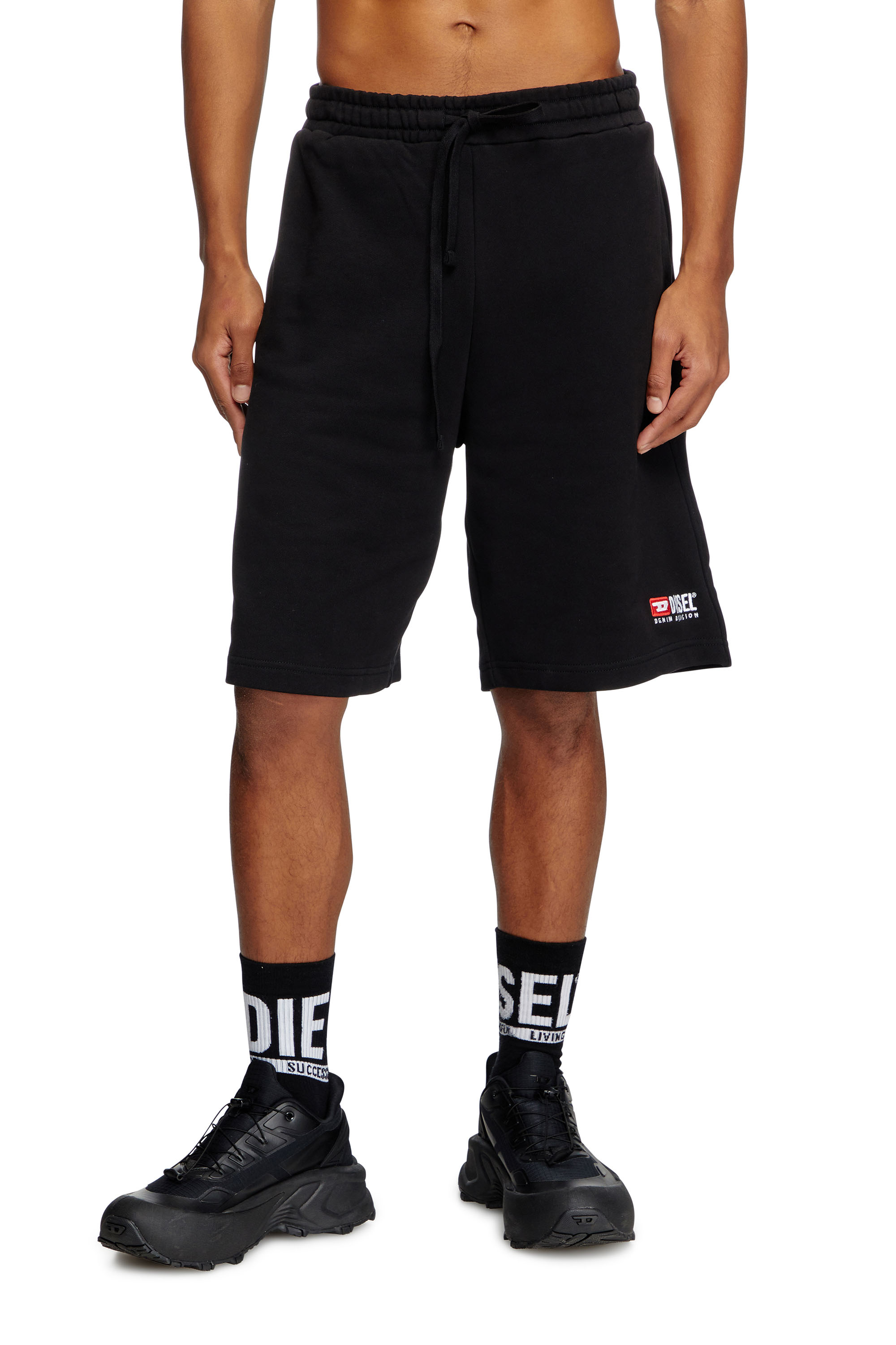 Diesel - P-CROWN-DIV, Man's Sweat shorts with embroidered logo in Black - 1