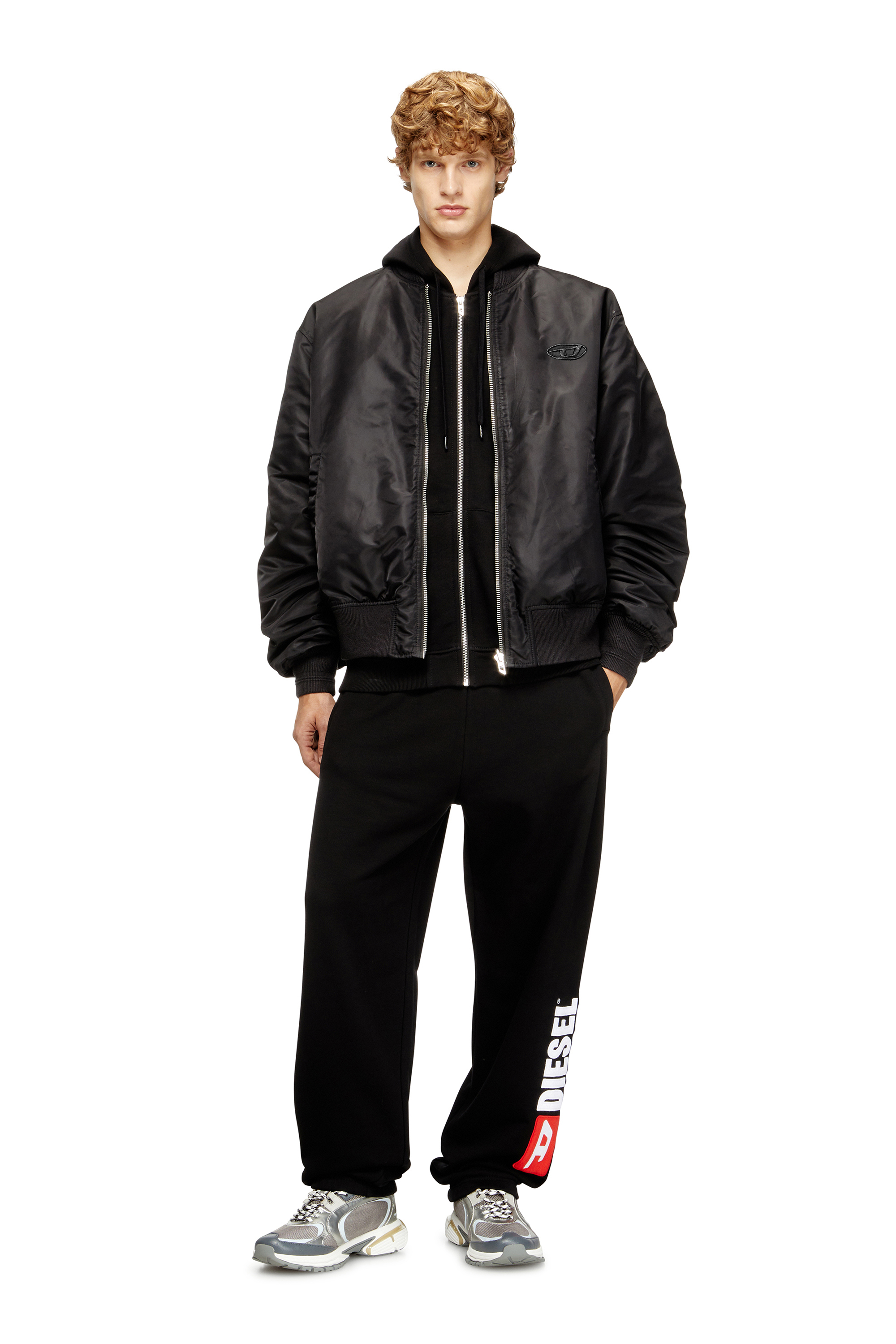 Diesel - W-TYPE-D1, Man's Padded bomber jacket with Oval D embroidery in Black - 3