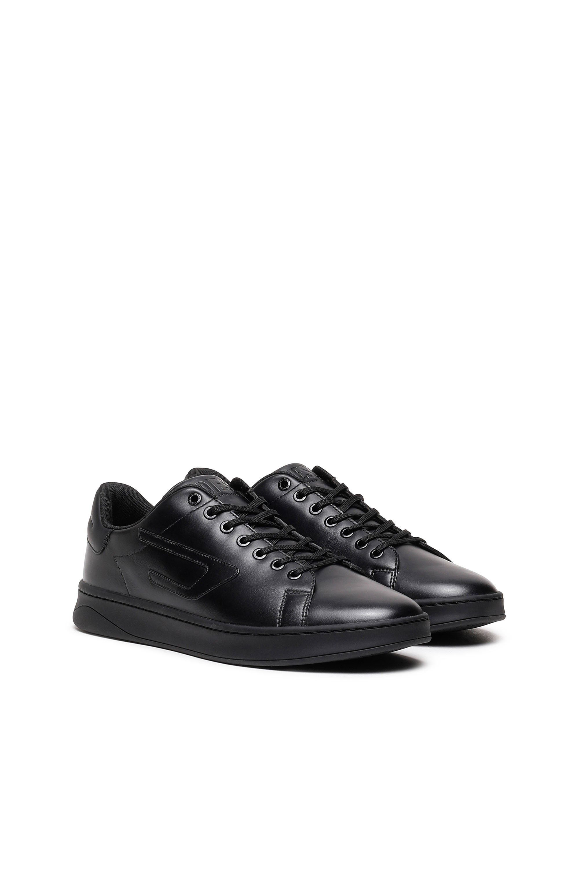 Diesel - S-ATHENE LOW, Man S-Athene Low-Low-top leather sneakers with D patch in Black - Image 2