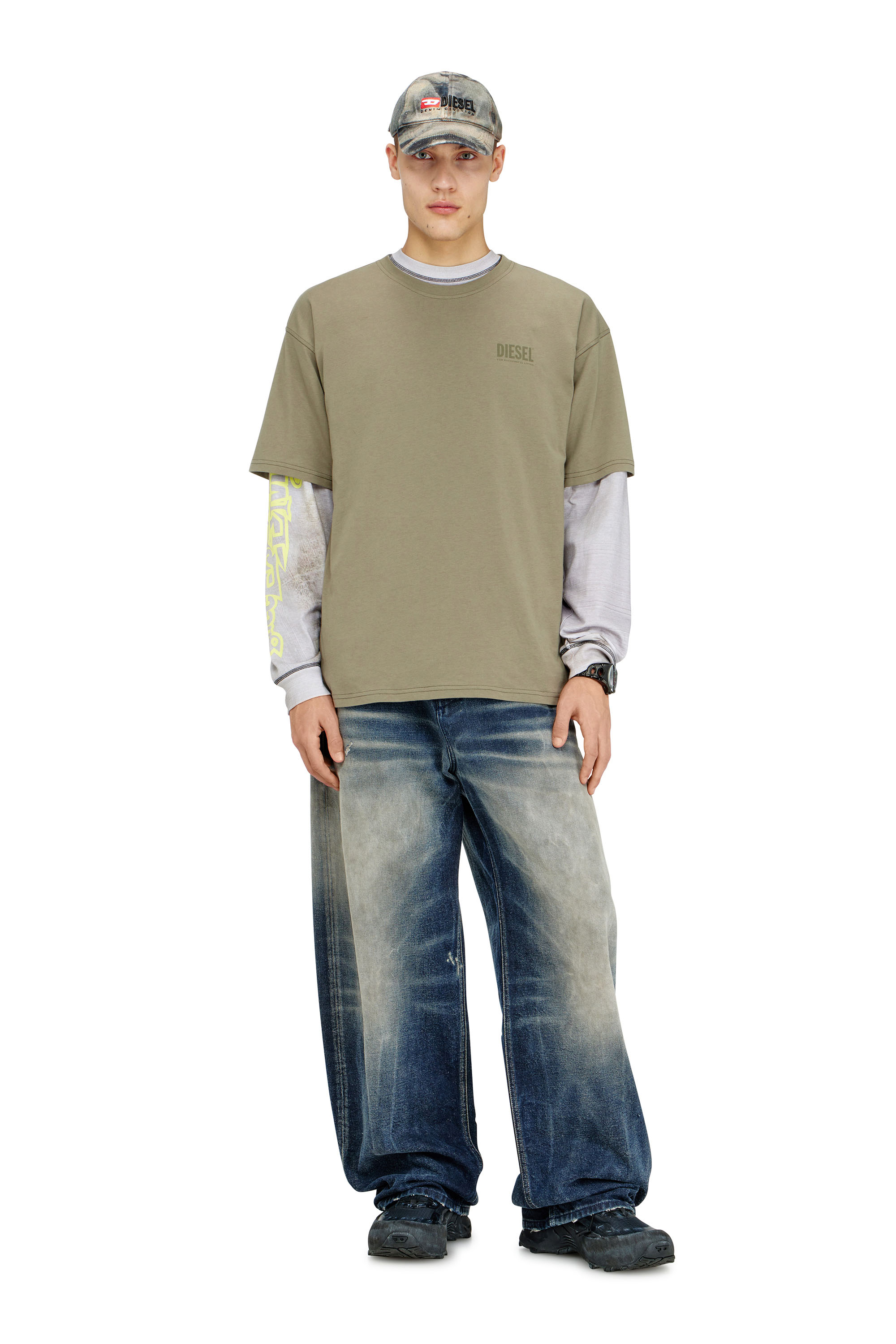 Diesel - T-BOXT-V8, Man's Relaxed T-shirt with back camo print in Military Green - 2