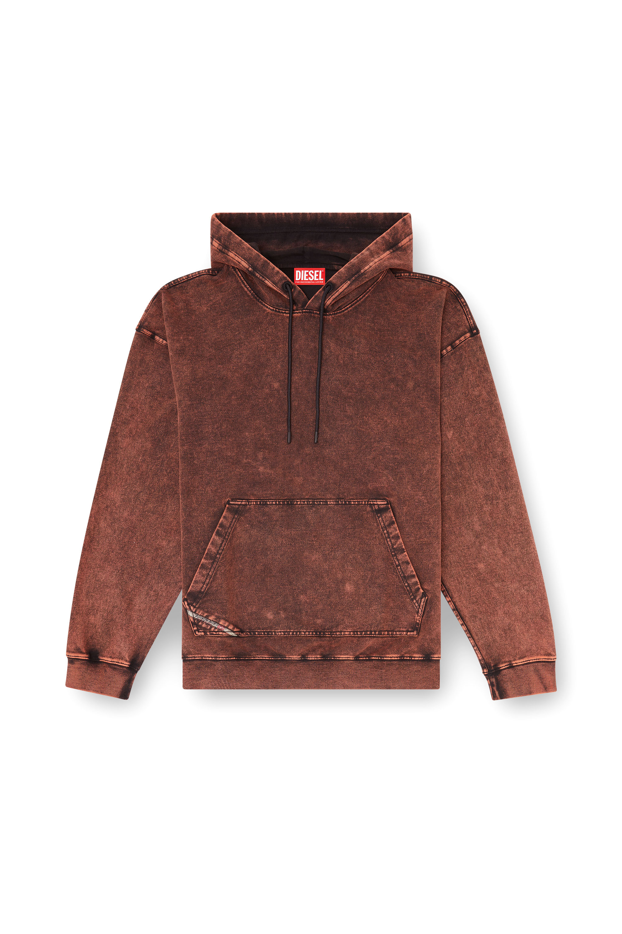 Diesel - S-BOXT-HOOD-TUK, Man's Treated denim-effect hoodie in Brown - 2