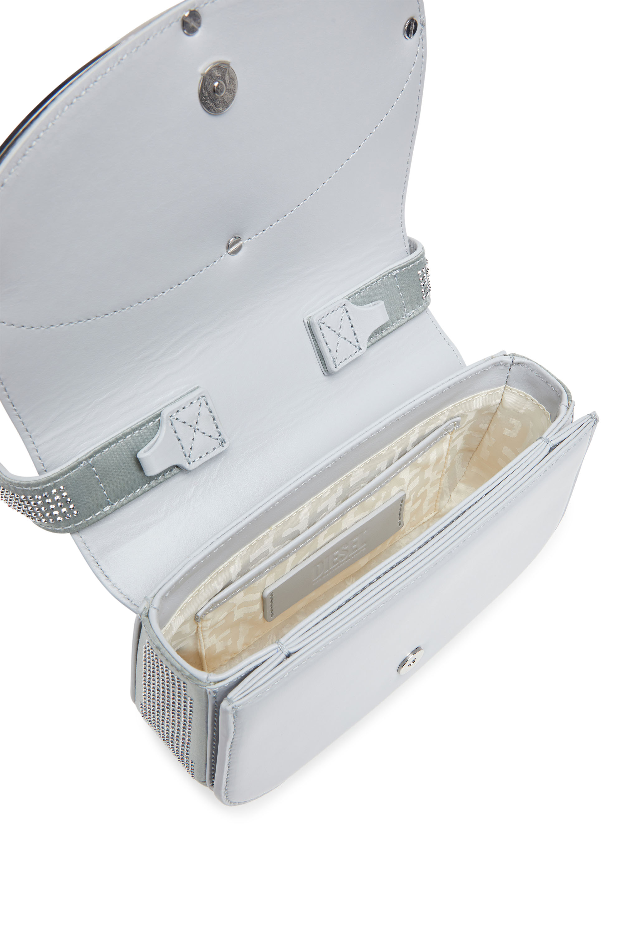 Diesel - 1DR, Woman's 1DR Shoulder Bag - Iconic shoulder bag in crystal satin in Light Grey - 3