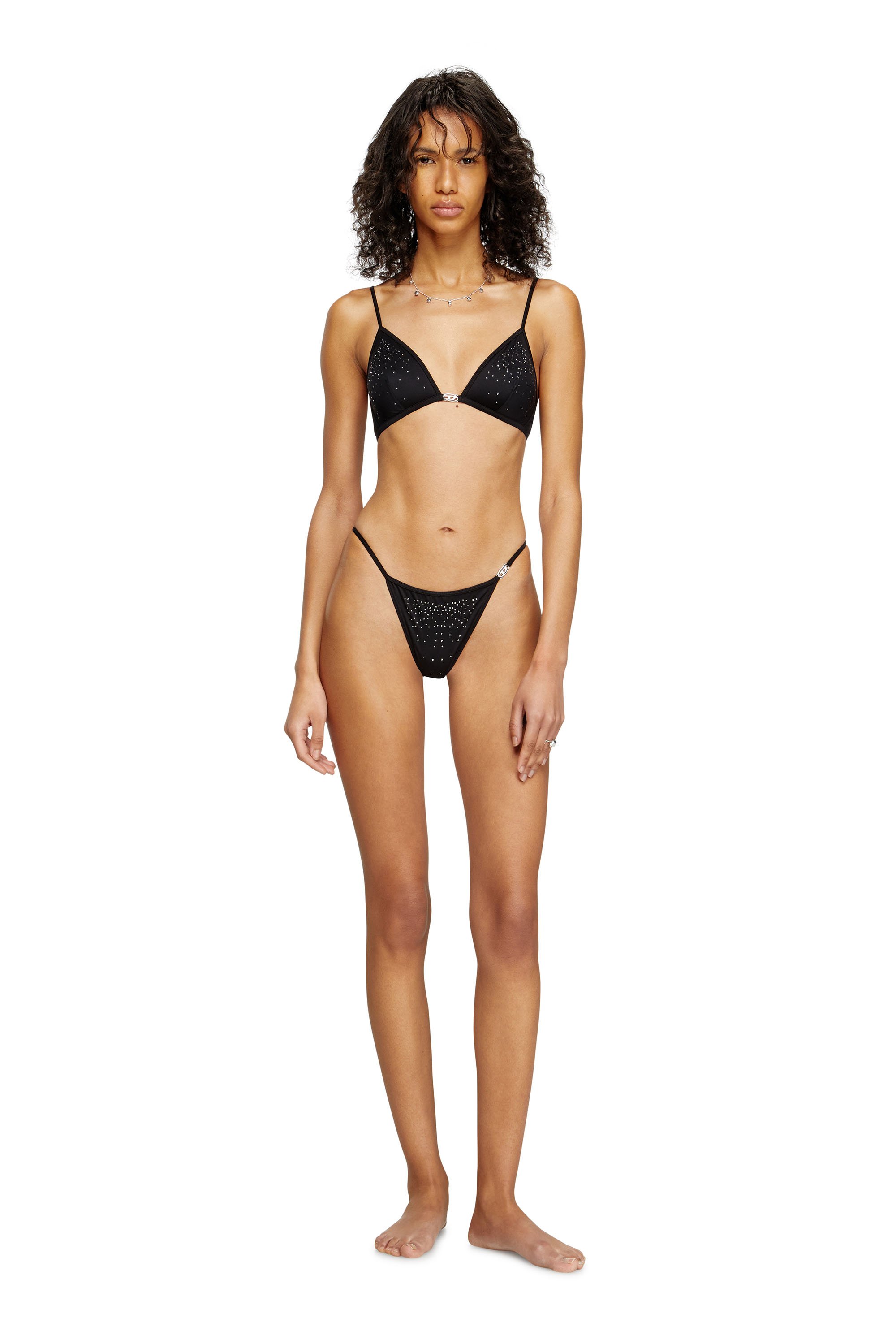 Diesel - LUNA-DNM, Woman's Microfibre triangle bra with crystals in Black - 2