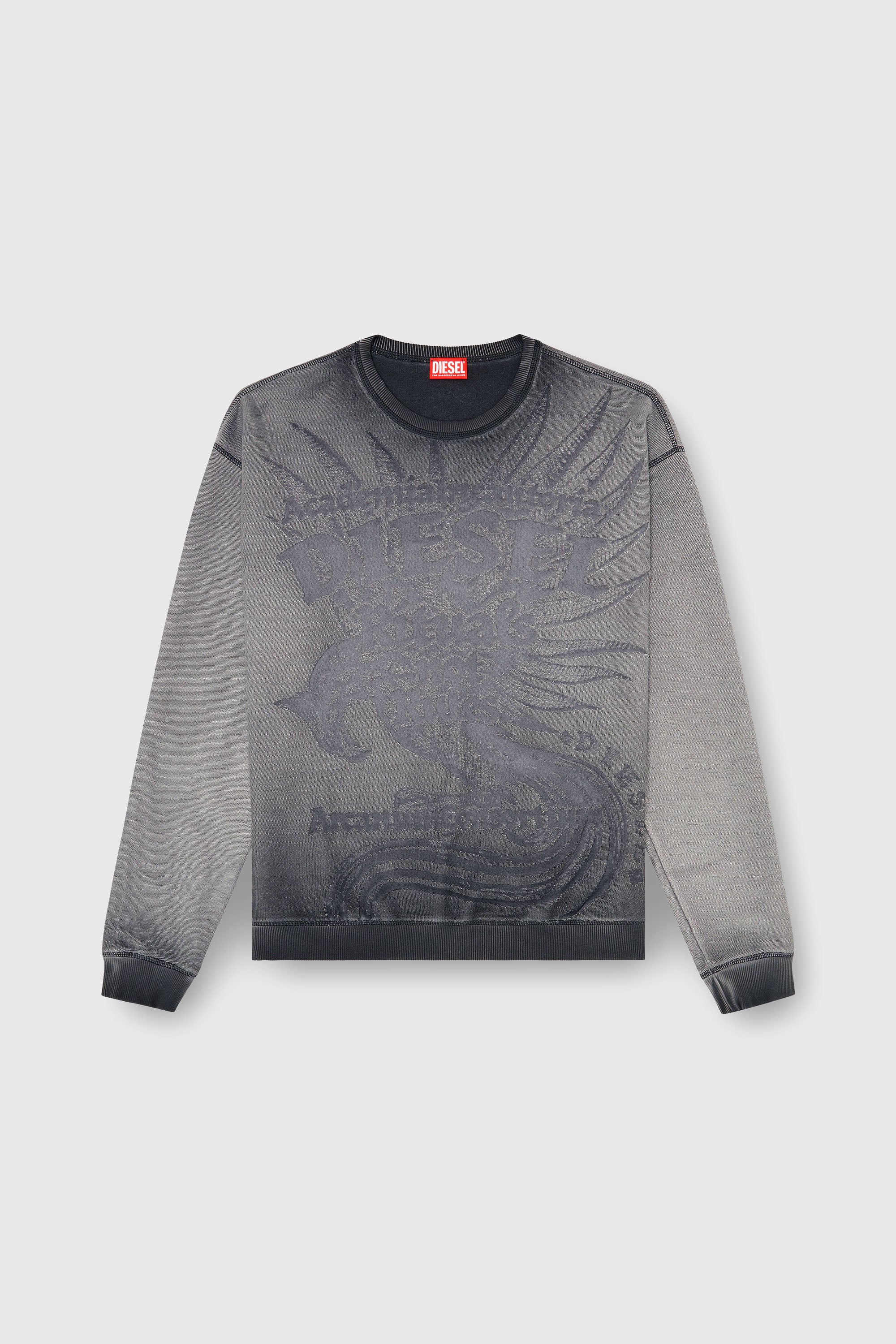 Diesel - S-ARON-RAW, Man's Sweatshirt with d&eacute;vor&eacute; print in Dark grey - 2