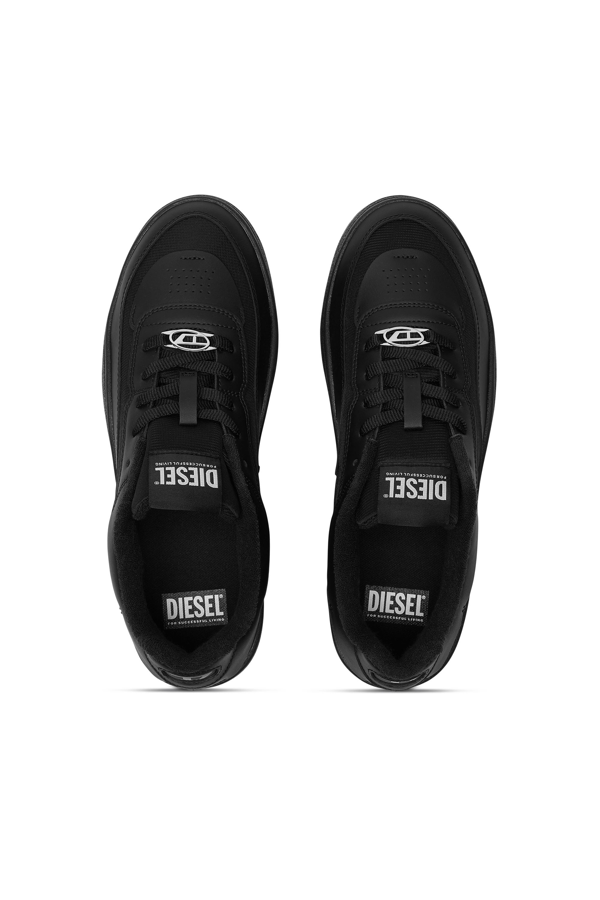 S-OVAL SKATE LOW, Black Diesel - S-OVAL SKATE LOW, Man's S-Oval Skate-Fabric-panelled leather sneakers in Black - 4