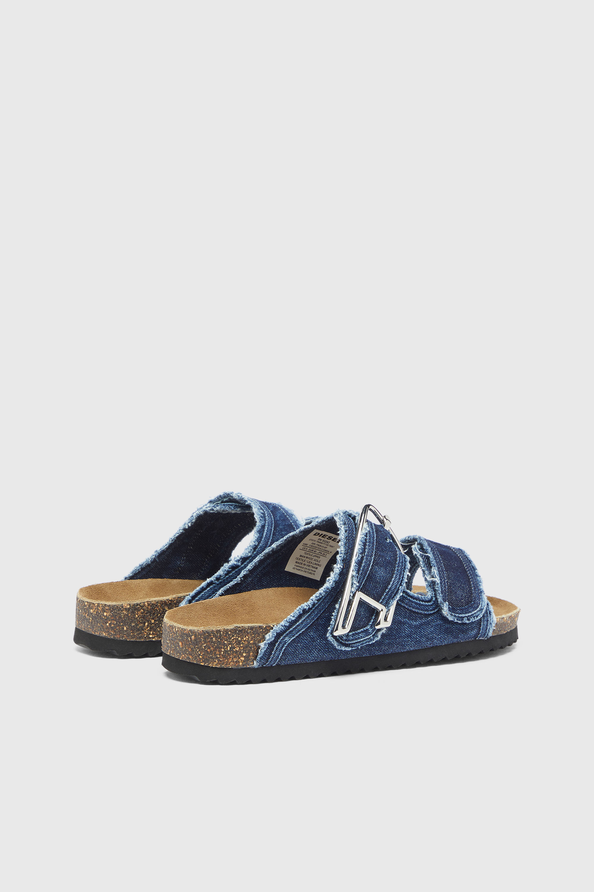 Diesel - D-WOODSTOCK D SANDAL W, Woman's D-Woodstock - Slide with frayed denim straps in Medium blue - 3