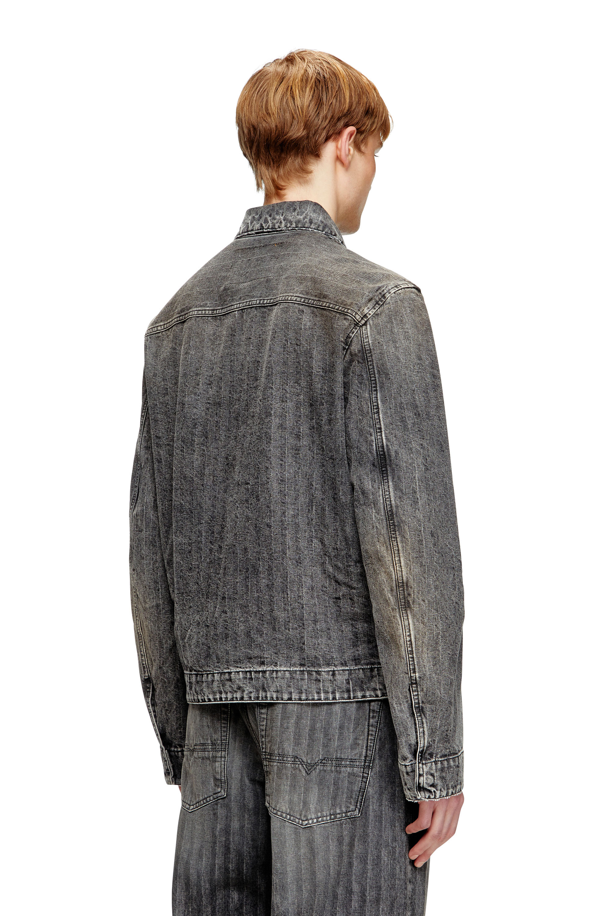 Diesel - D-ROHE, Man's Blouson jacket in herringbone denim in Black - 4