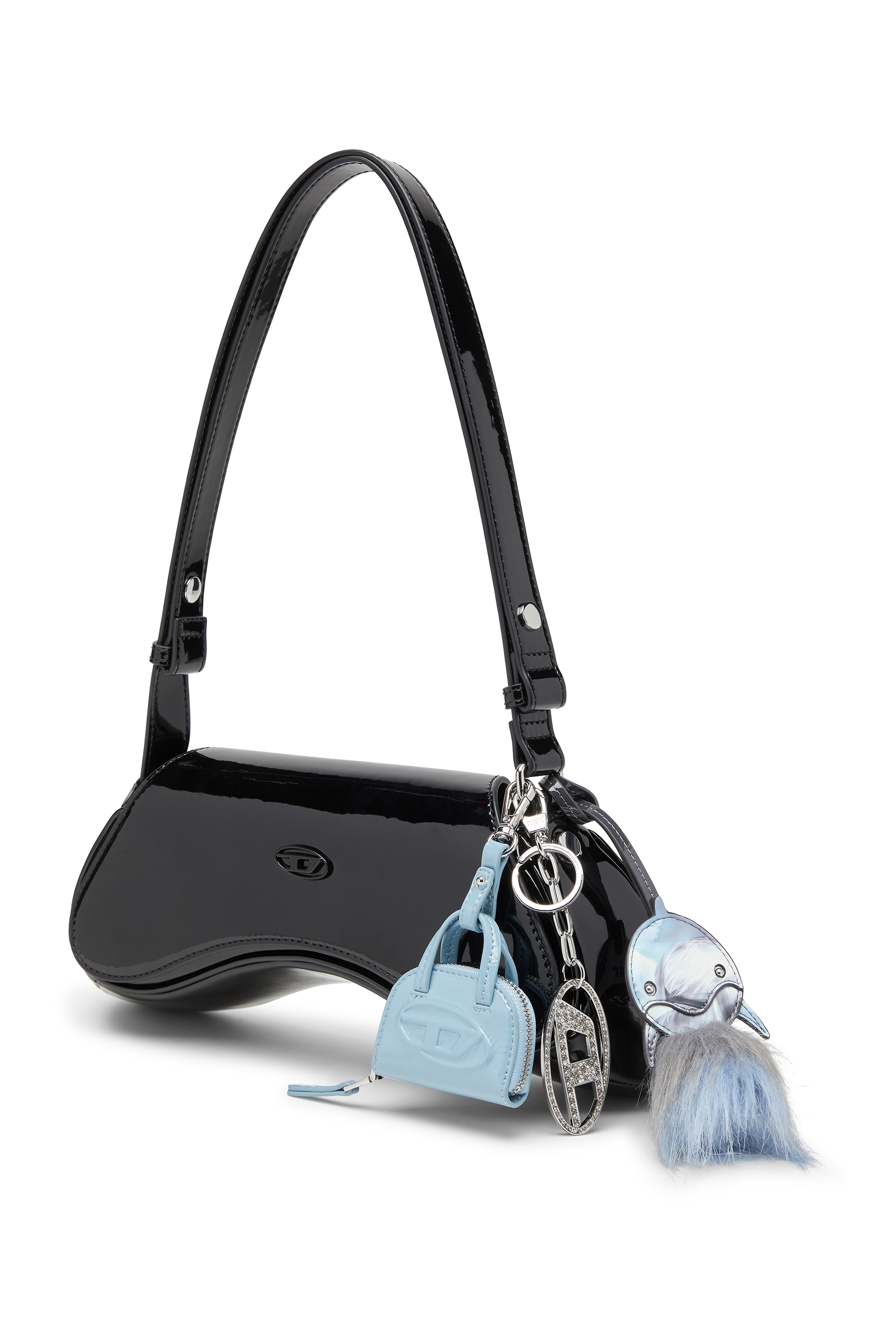 Diesel - FUR CHARMS II, Woman's Dolphin bag charm with fluffy tail in Azure - 4