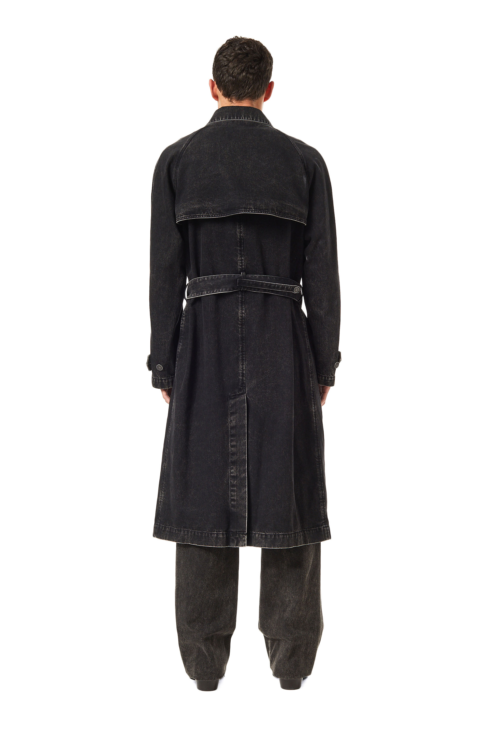 Diesel - D-DELIRIOUS DOUBLE BREASTED TRENCH COAT, Black/Dark grey - Image 4