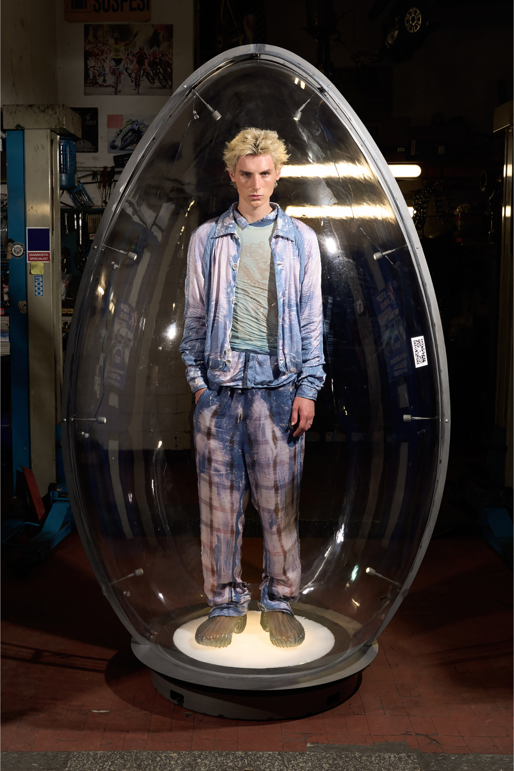 Diesel - P-OLLY, Man's Track pants with check X-ray effect in Blue - 3