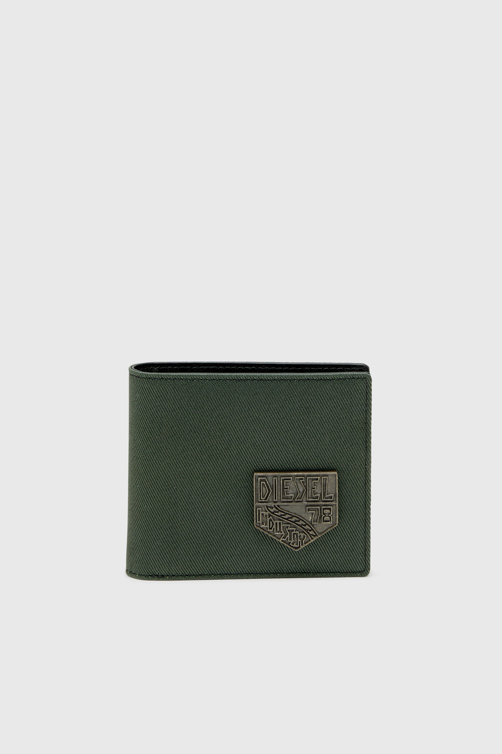 Diesel - D-PACK BI FOLD COIN 3D, Man's Small bi-fold with Diesel patch in Green - 1