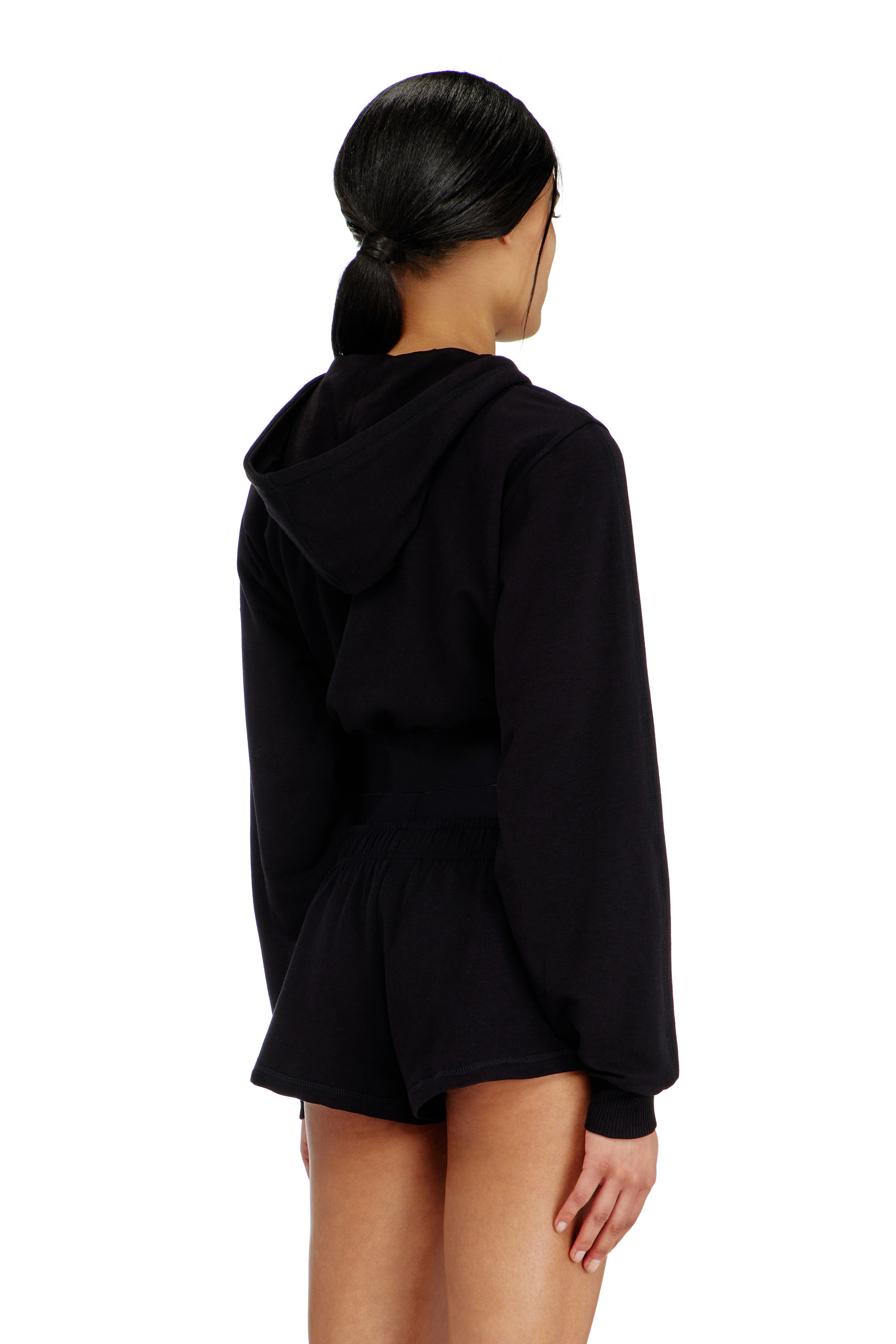 Diesel - NIKA-D-POP, Woman's Cropped hoodie with logo band in Black - 3