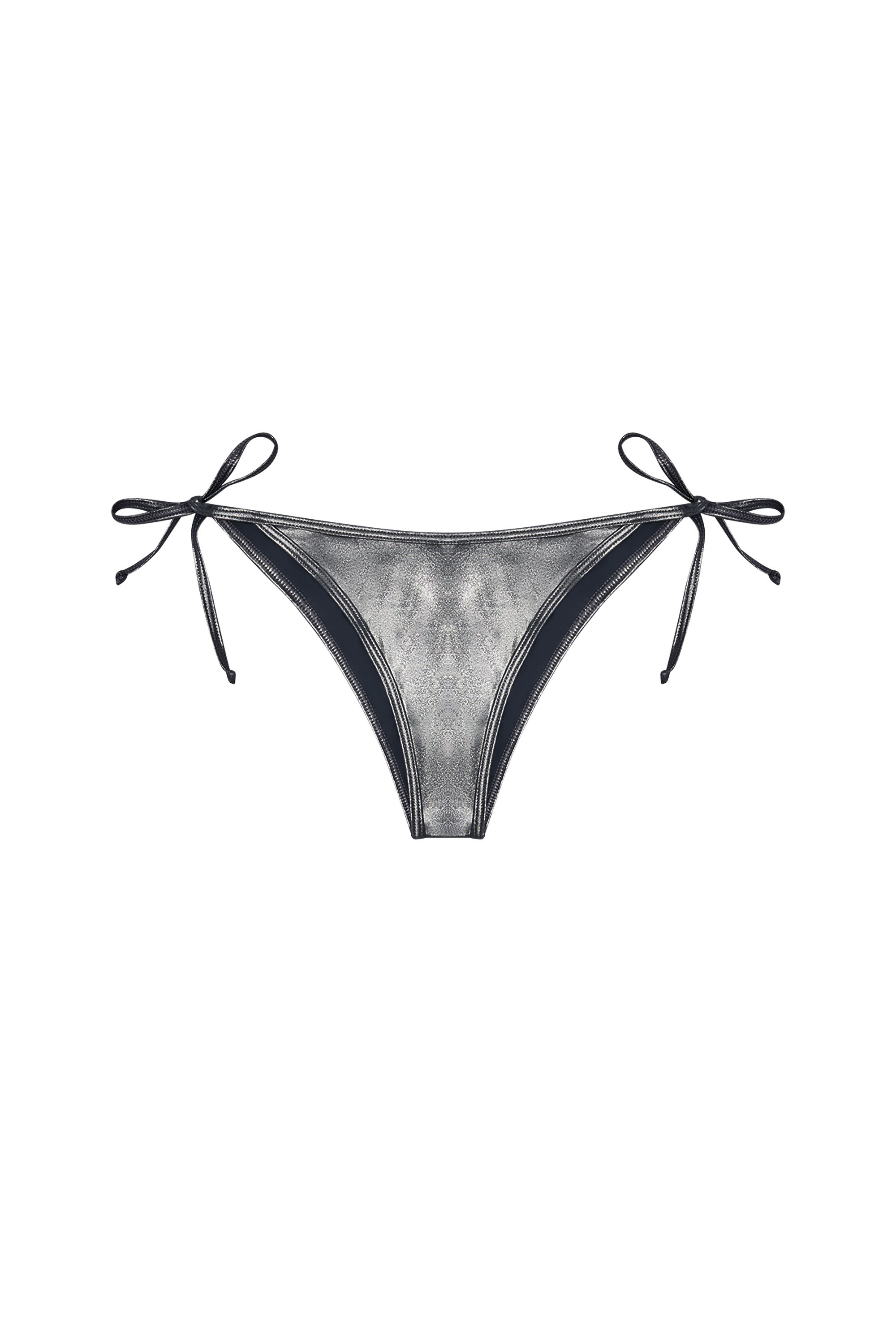 Diesel - BRAZILIAN-D-CORE, Woman's Metallic bikini bottoms with logo in Grey - 4