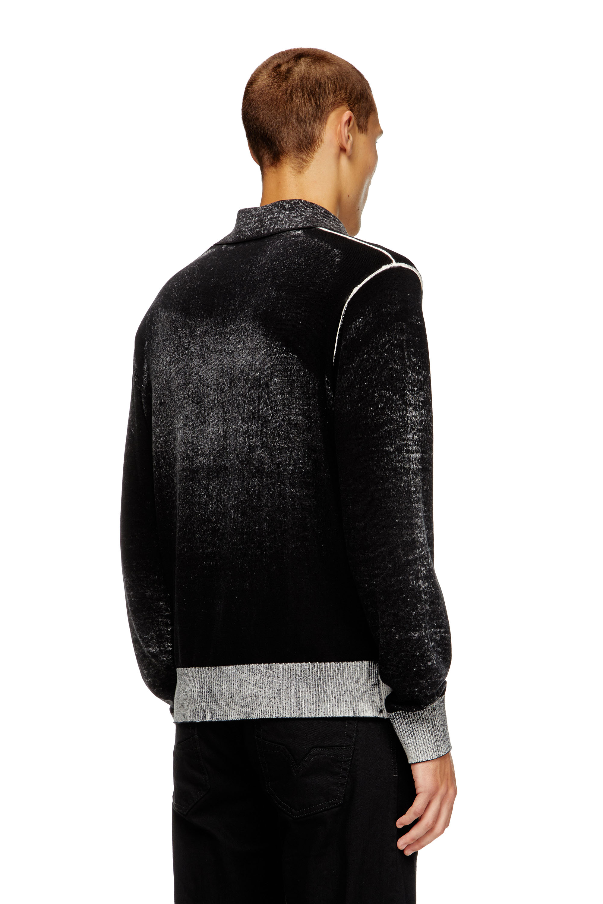 Diesel - K-LORENZO, Man's Reverse-print polo jumper in Black - 4