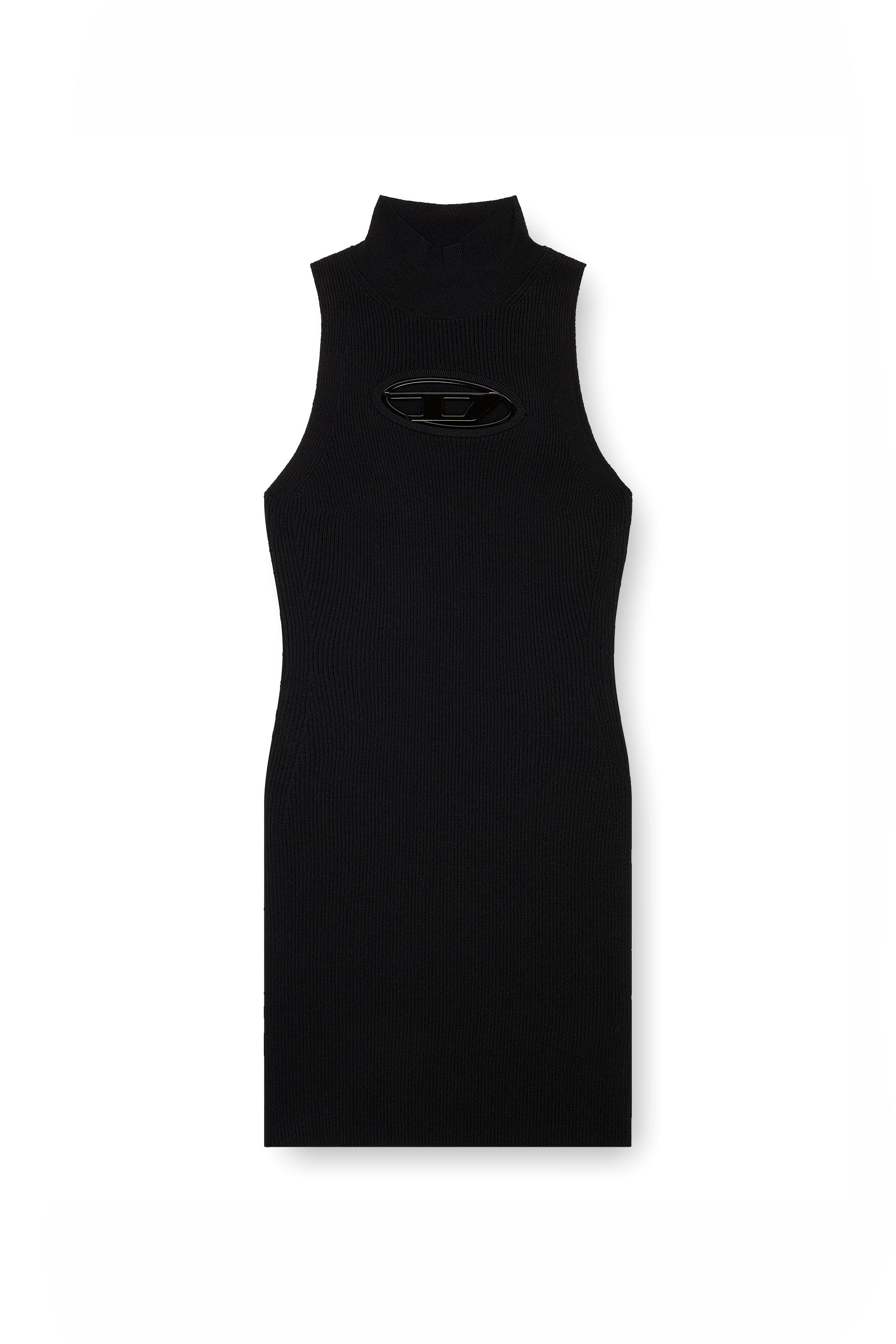 Diesel - M-ONERVA, Woman Short dress with cut-out and logo plaque in Black - Image 4