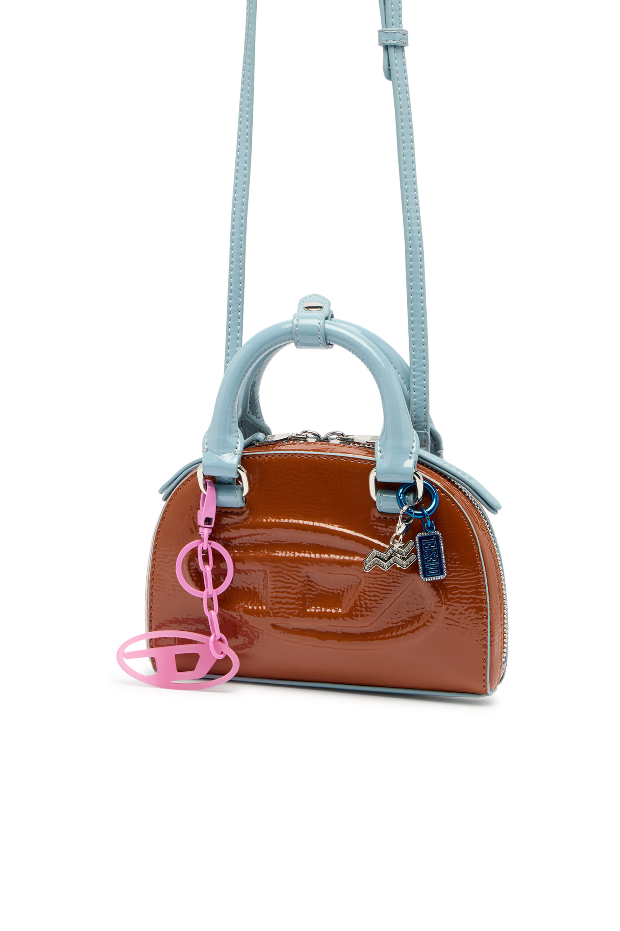Diesel - 1DR DOME CROSSBODY XS, Woman's 1DR Dome-Slim bowling bag with naplak effect in Brown - 2