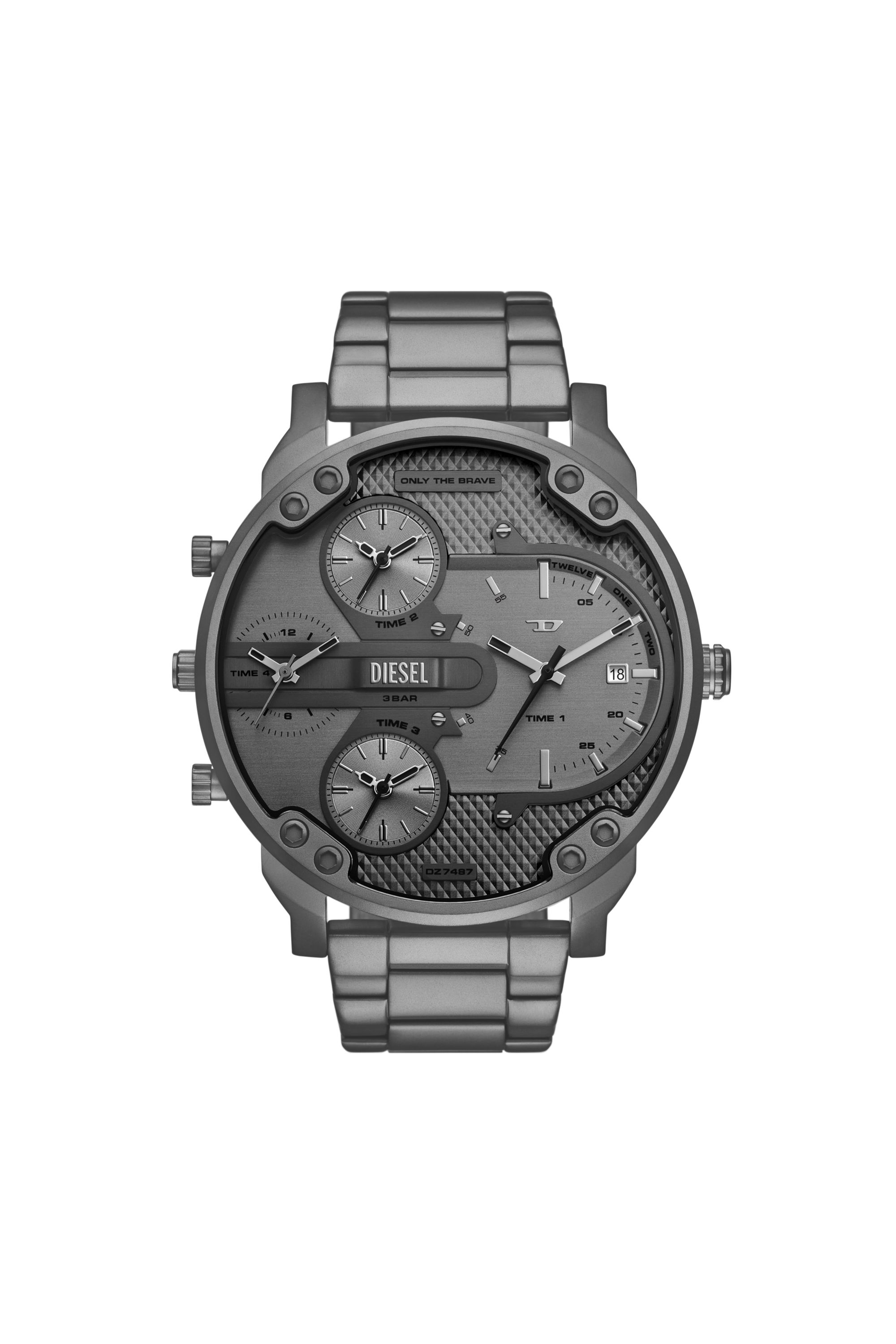 Diesel - DZ7487, Man's Diesel Mr. Daddy Slim Multi Movement Gray Stainless Steel Watch in Dark grey - 1
