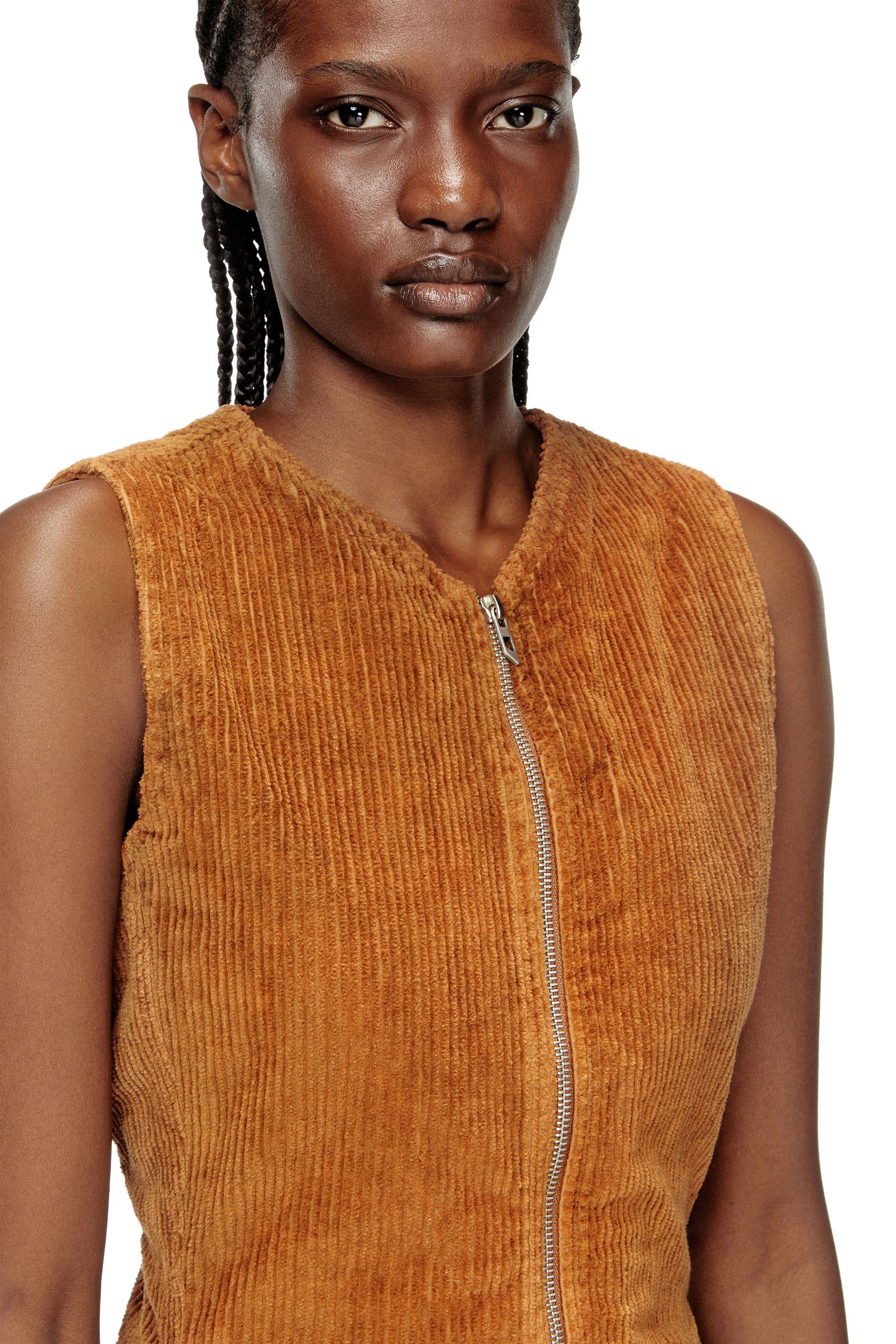 D-ENEA, Brown Diesel - D-ENEA, Woman's Cotton mini dress with front zipper in Brown - 5