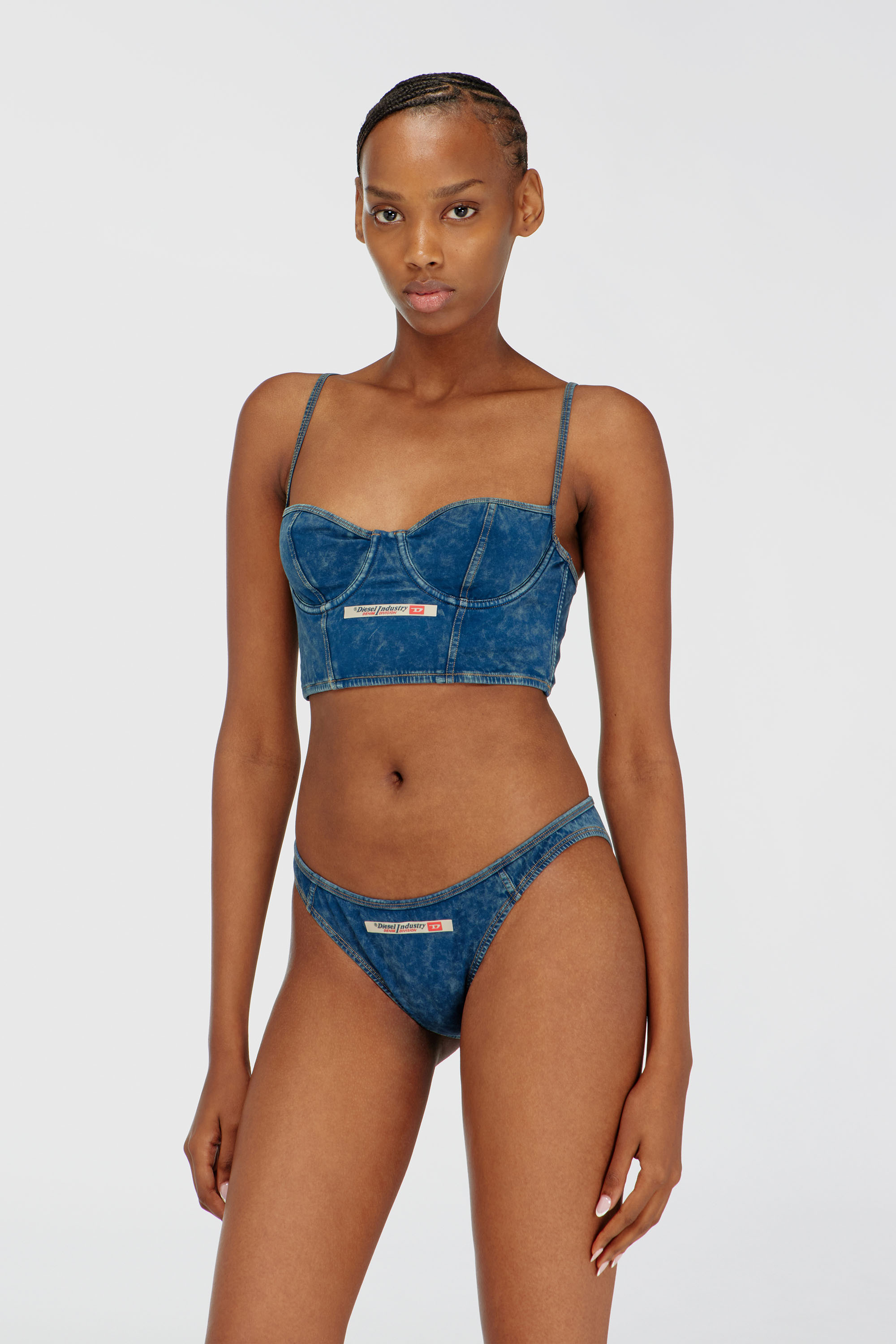 Diesel - SHEILA-DNM, Woman's Bustier top in denim-effect cotton in Blue - 1