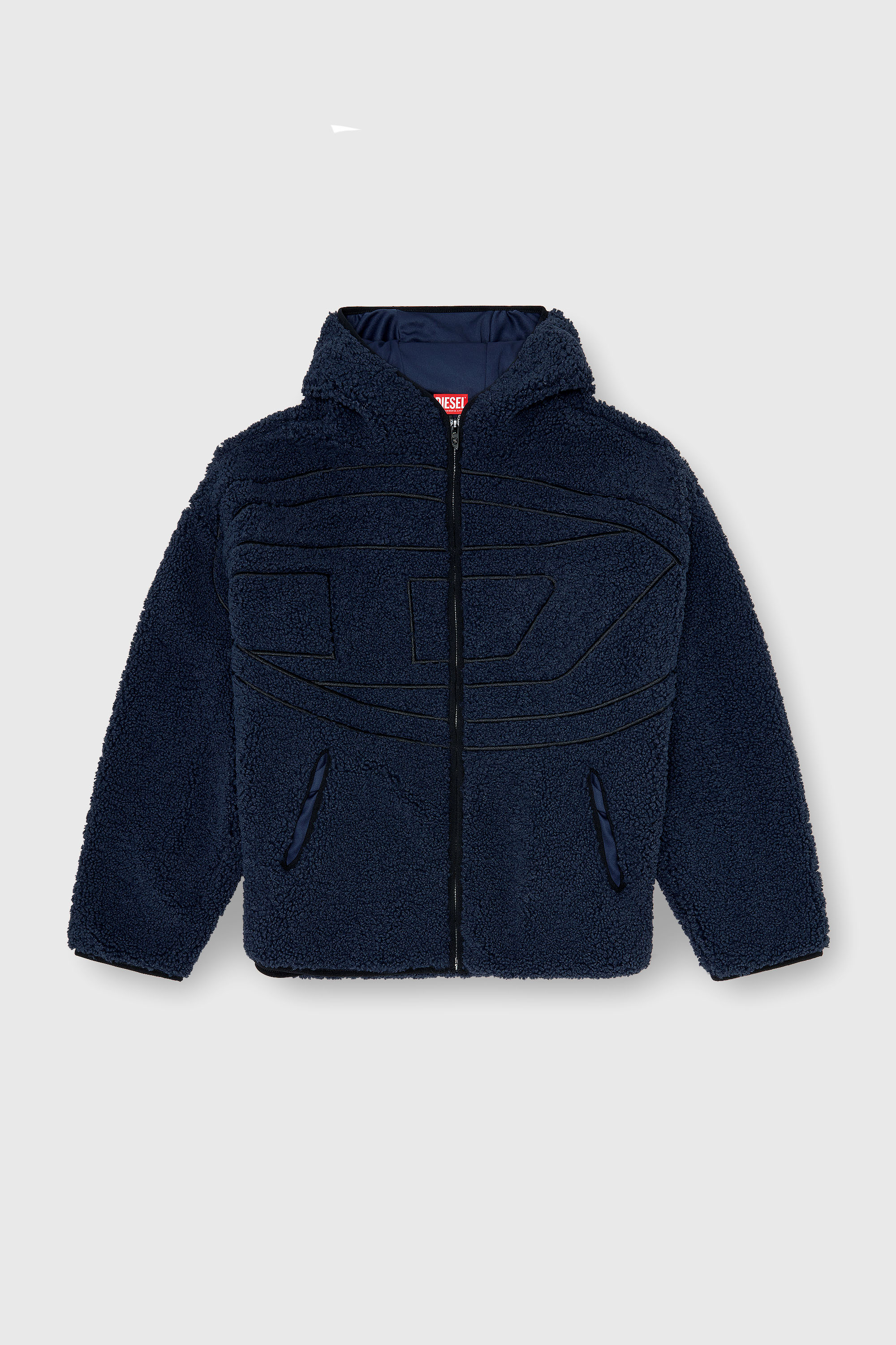 Diesel - S-ZAT, Man's Teddy hoodie sweatshirt in Dark Blue - 2