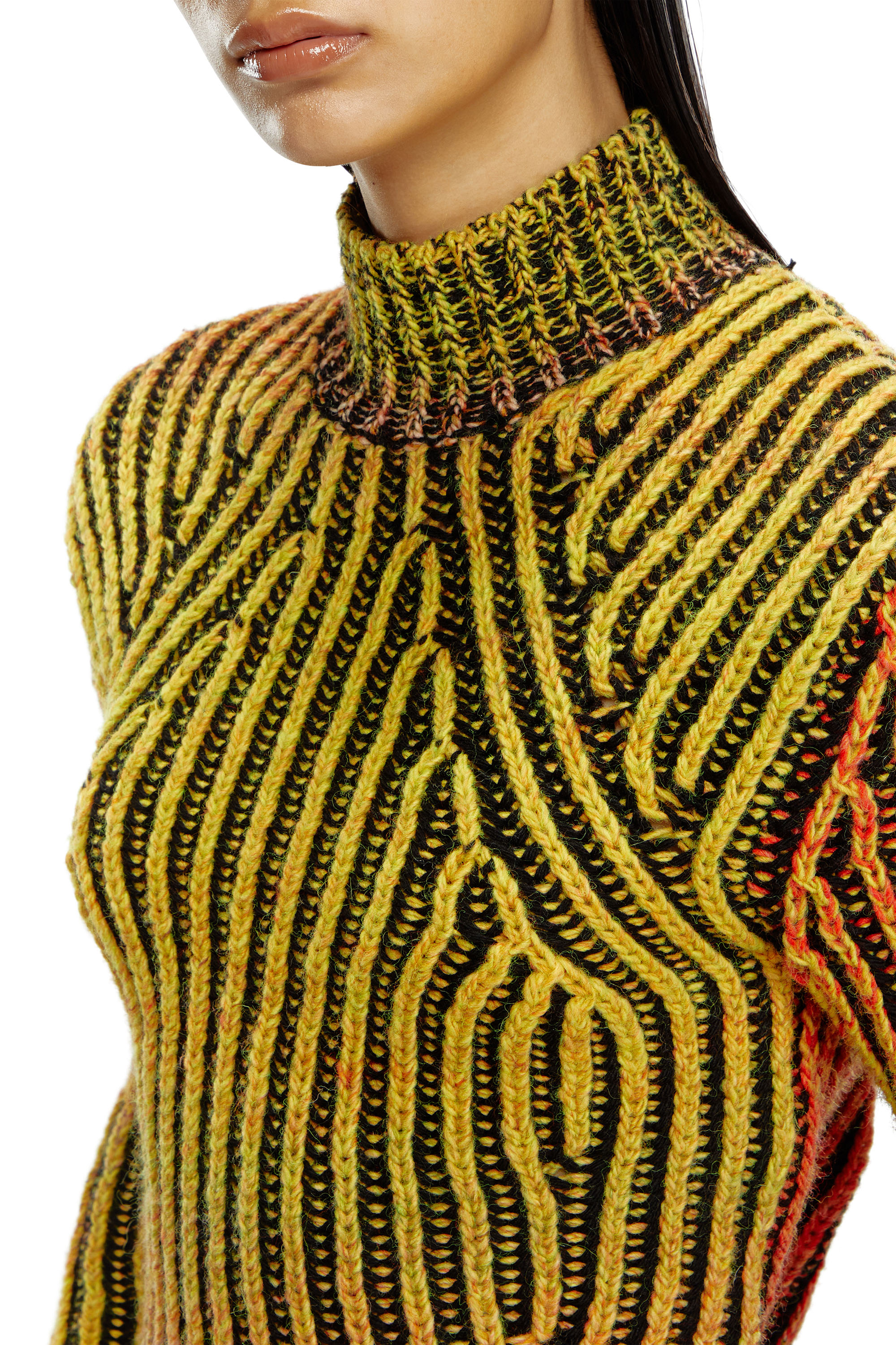 Diesel - M-ORKID, Woman Cropped turtleneck in dégradé knit in Orange - Image 4