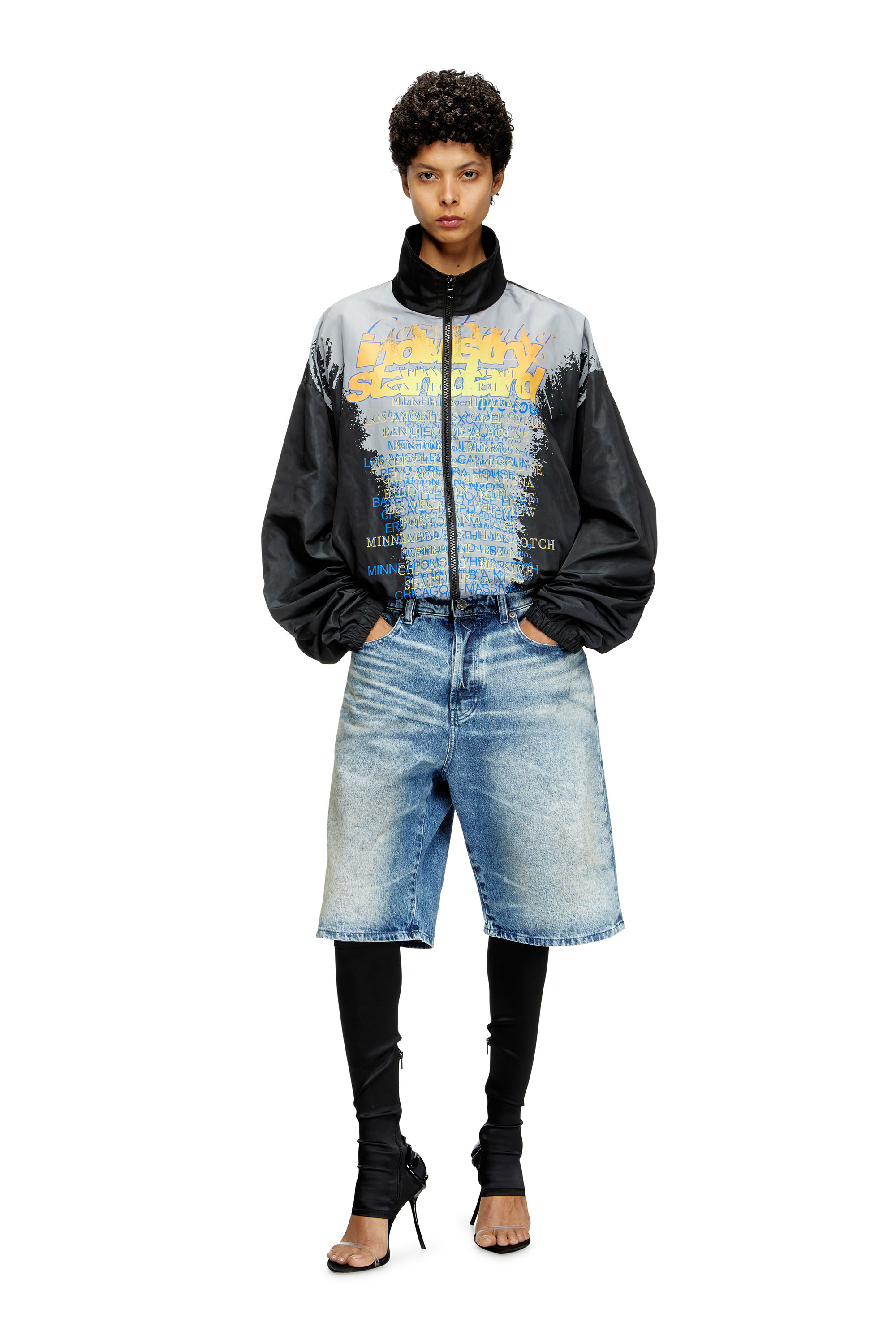 Diesel - J-ERIK, Unisex's Tech-jersey jacket with lyrics print in Black - 7