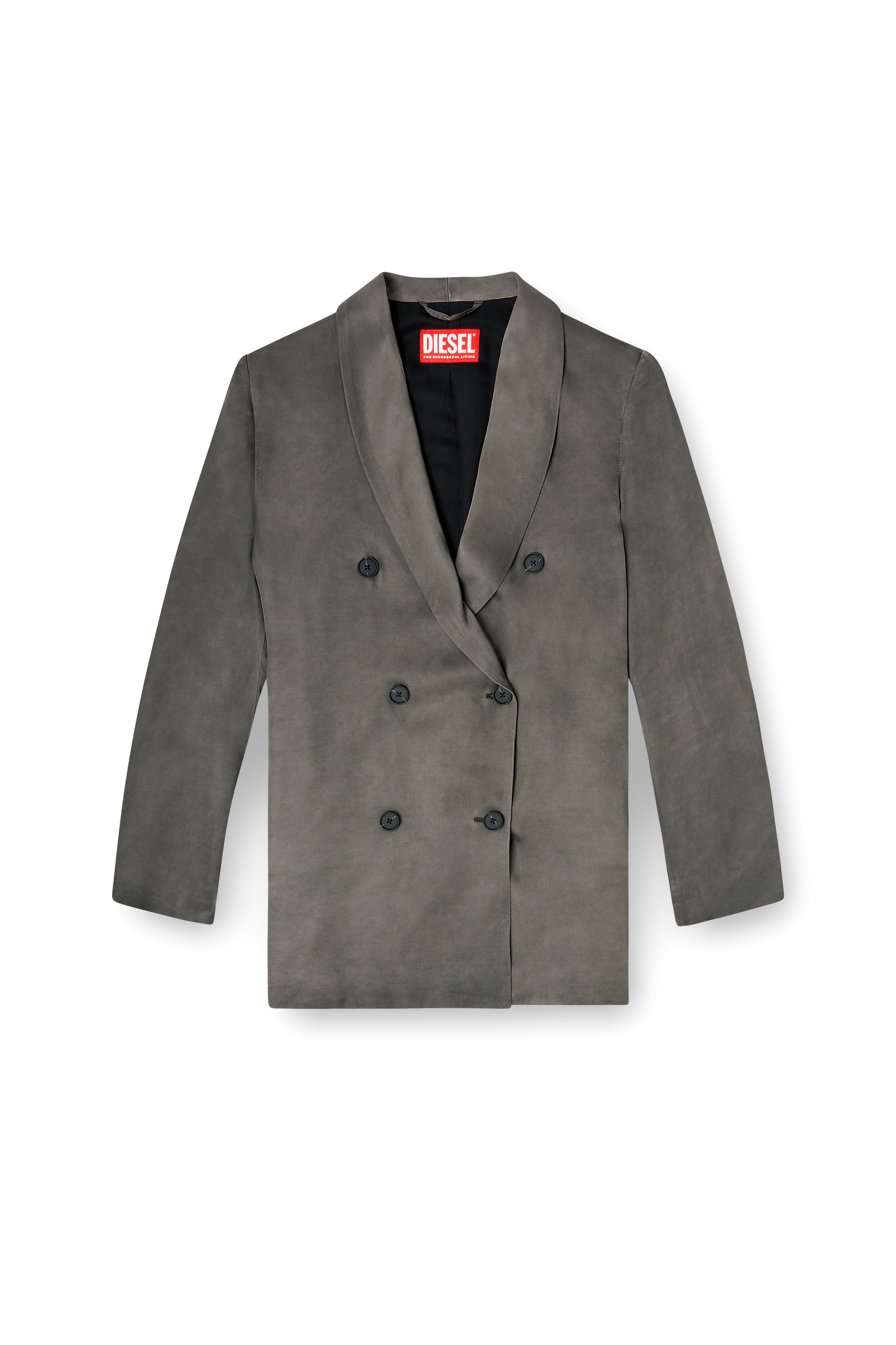 Diesel - G-AVINA-S1, Woman's Blazer in treated fluid viscose in Dark grey - 2
